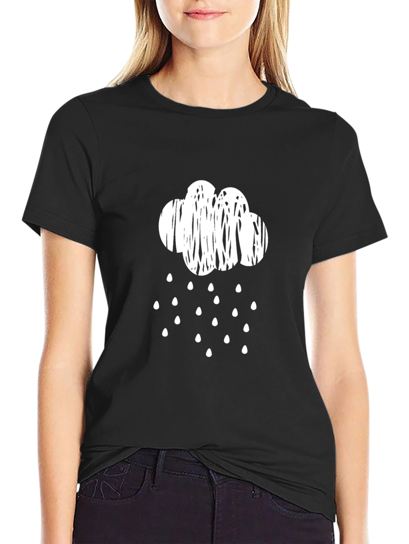 Black Rainy Day Cloud T-Shirt - Black view 2