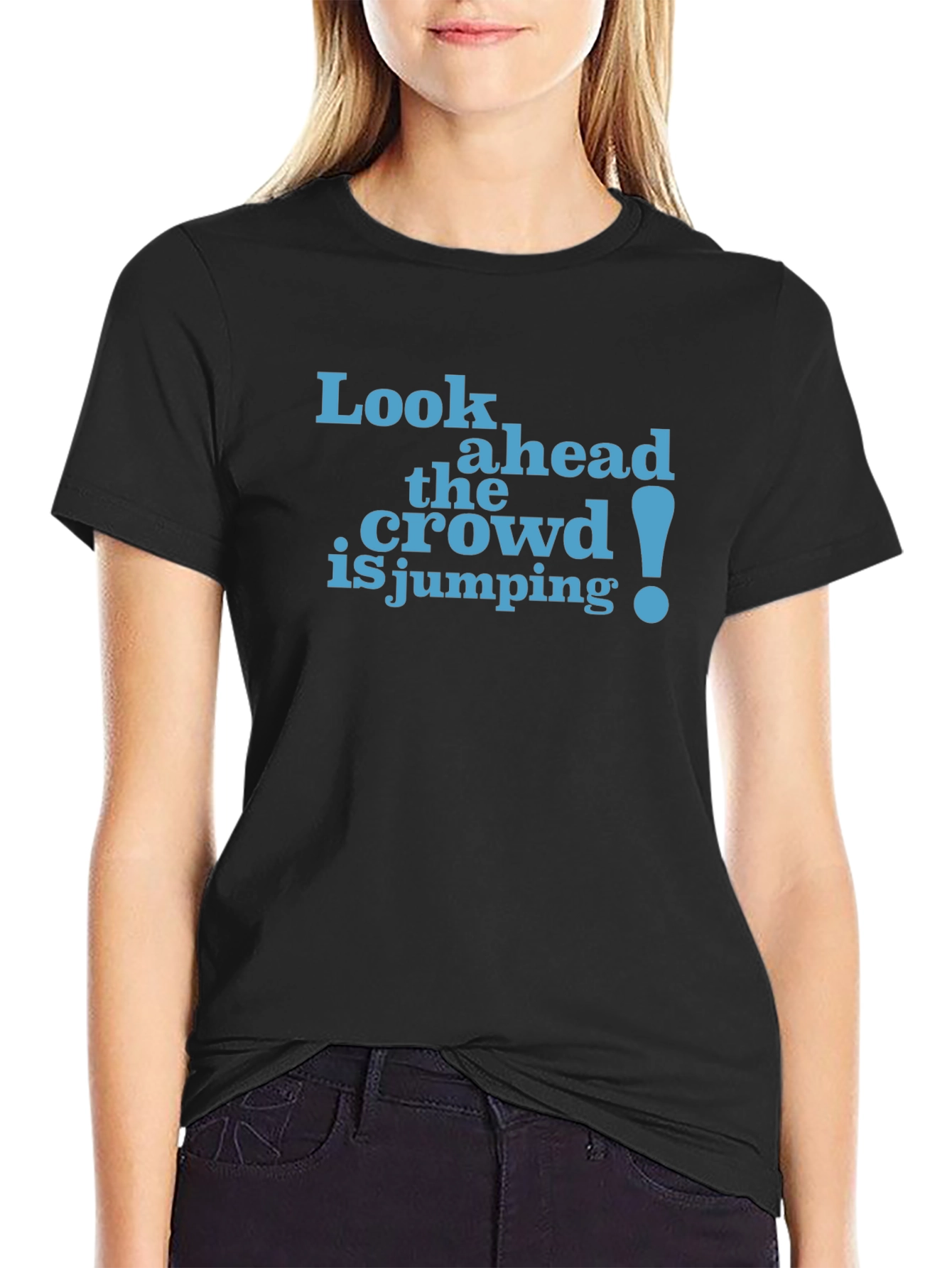 Black Look Ahead Funny Graphic Tee view 2