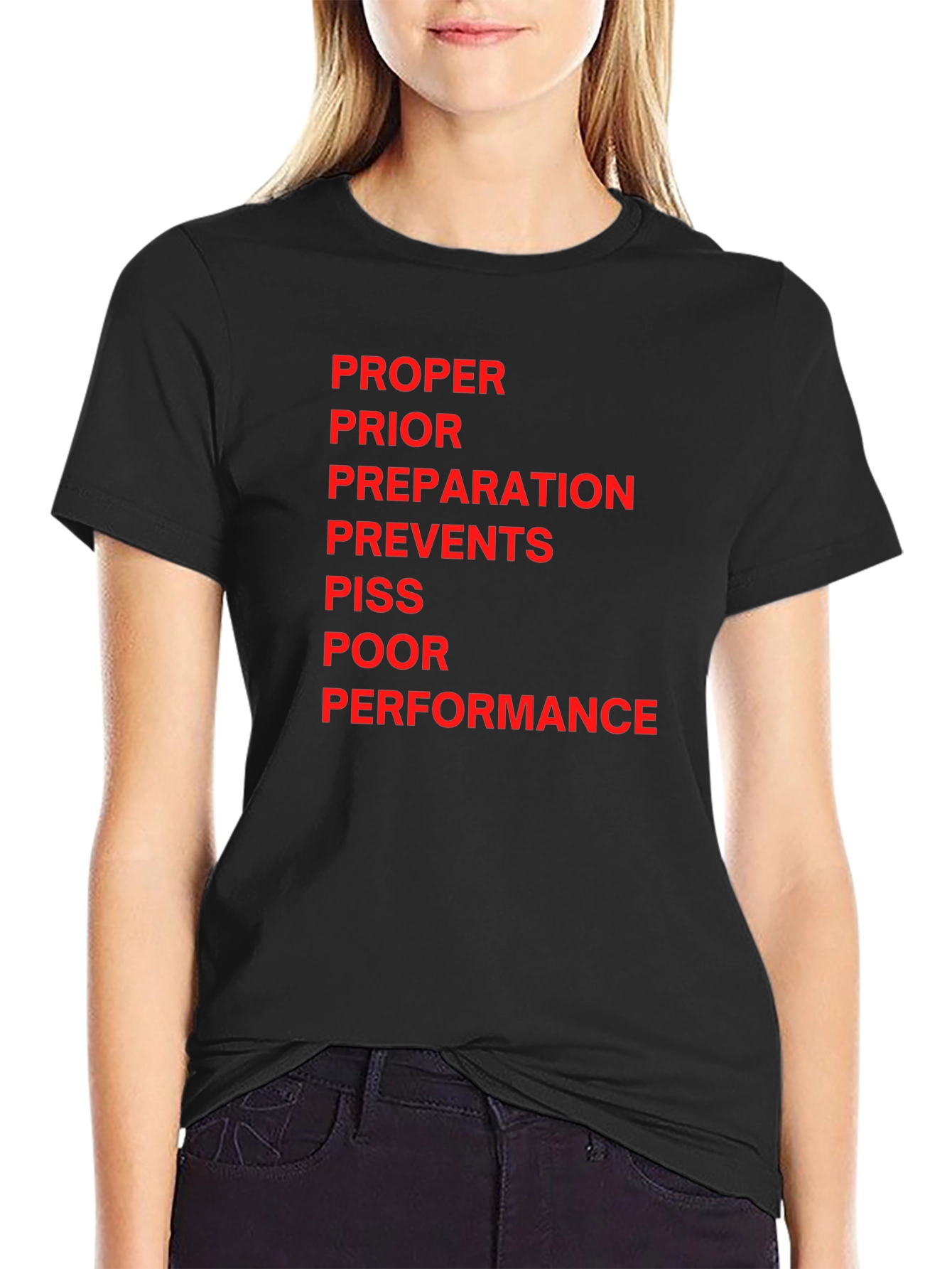 Black Proper Preparation Funny Slogan T-Shirt view 2