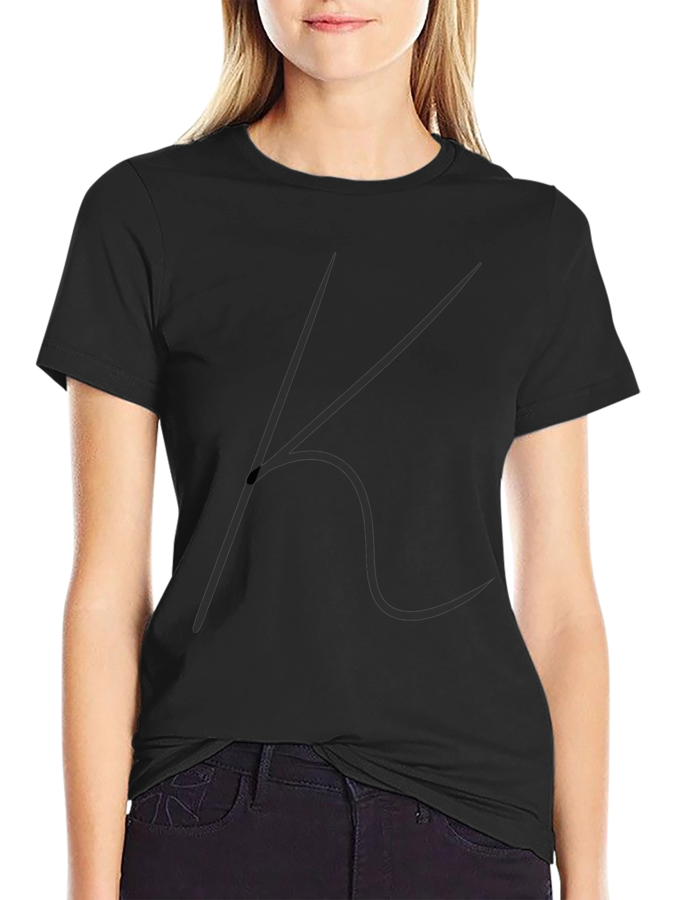 Black Minimalist K Graphic Black Tee view 2