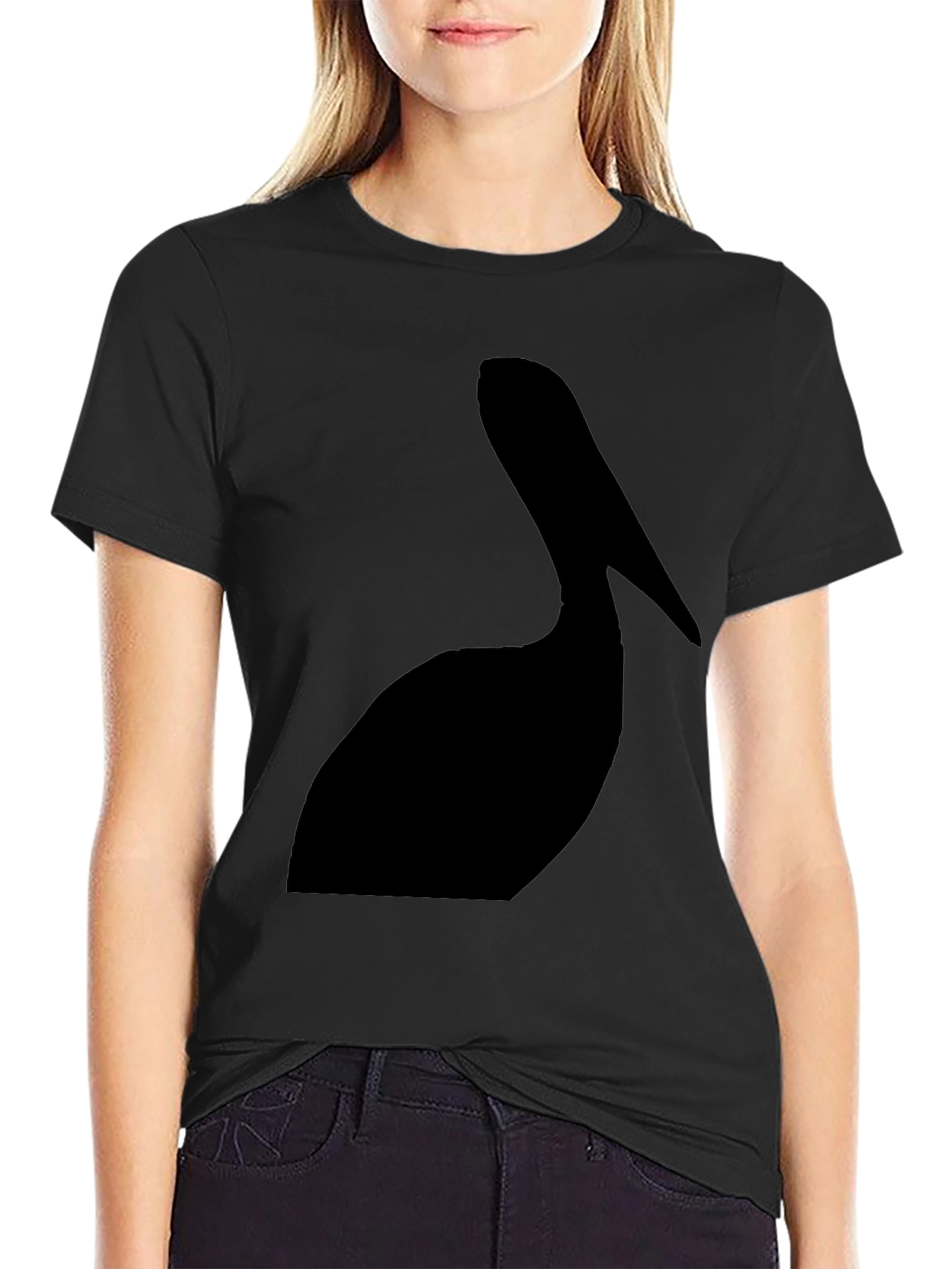 Black Pelican Silhouette Graphic Tee - Black Cotton T-Shirt view 2