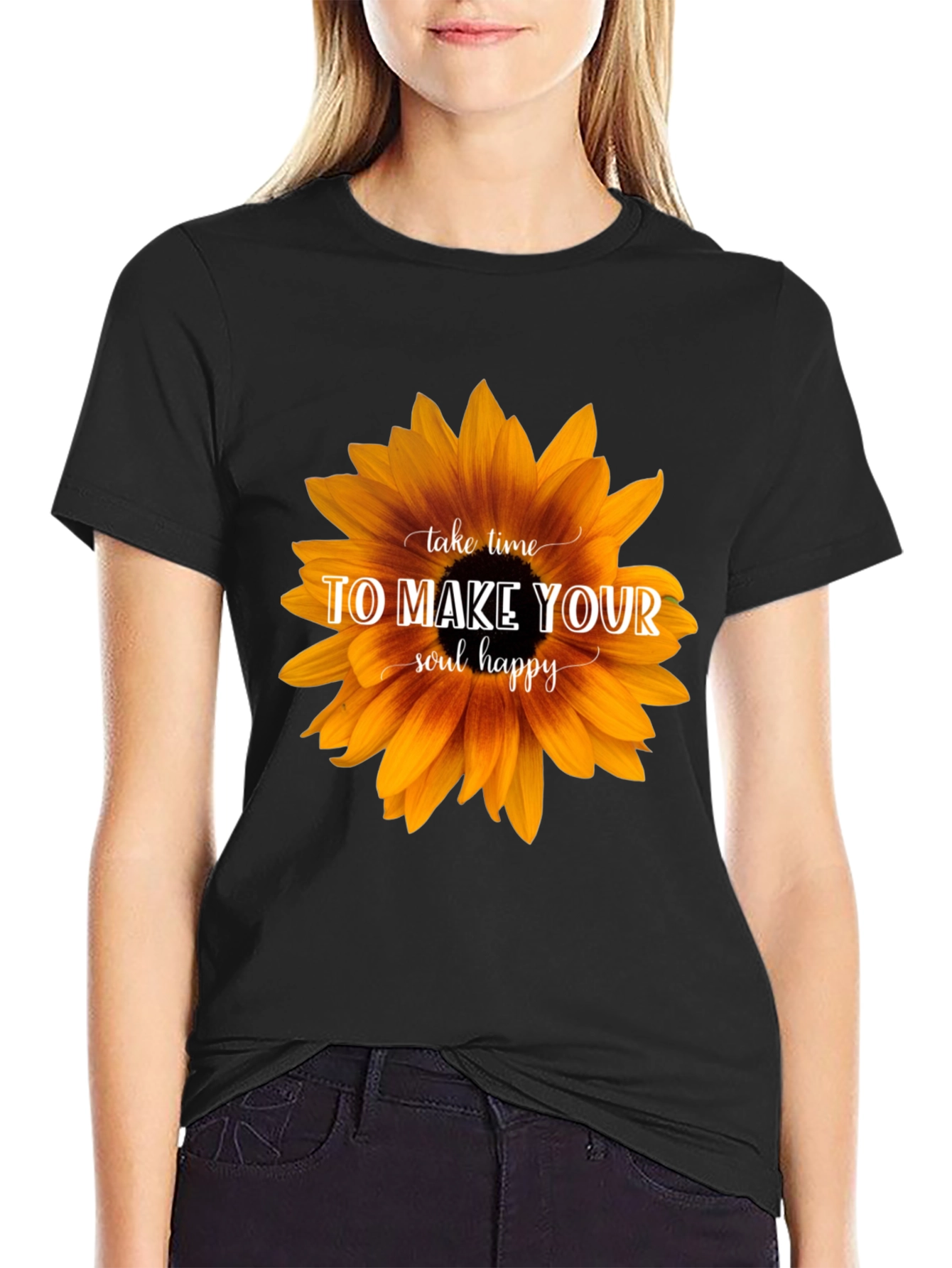 Black Sunflower Soul Happy Graphic Tee view 2