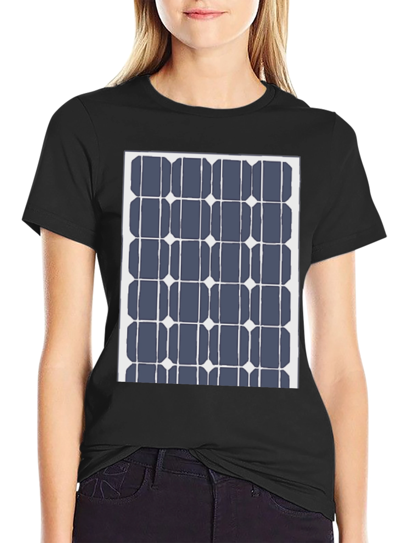 Black Solar Panel Grid Black Tee view 2