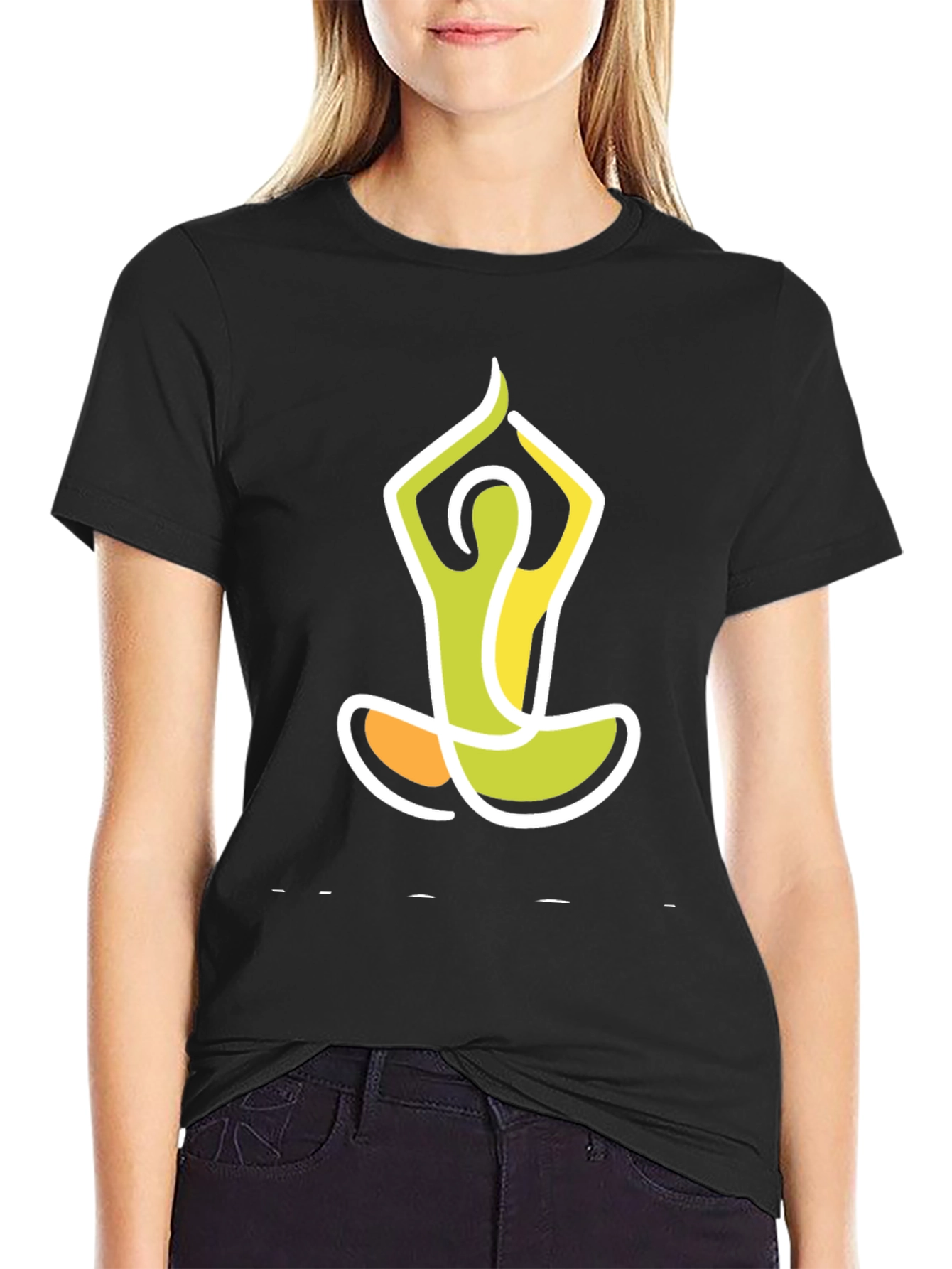 Black Yoga Pose Graphic Tee - Unisex Black T-Shirt view 2