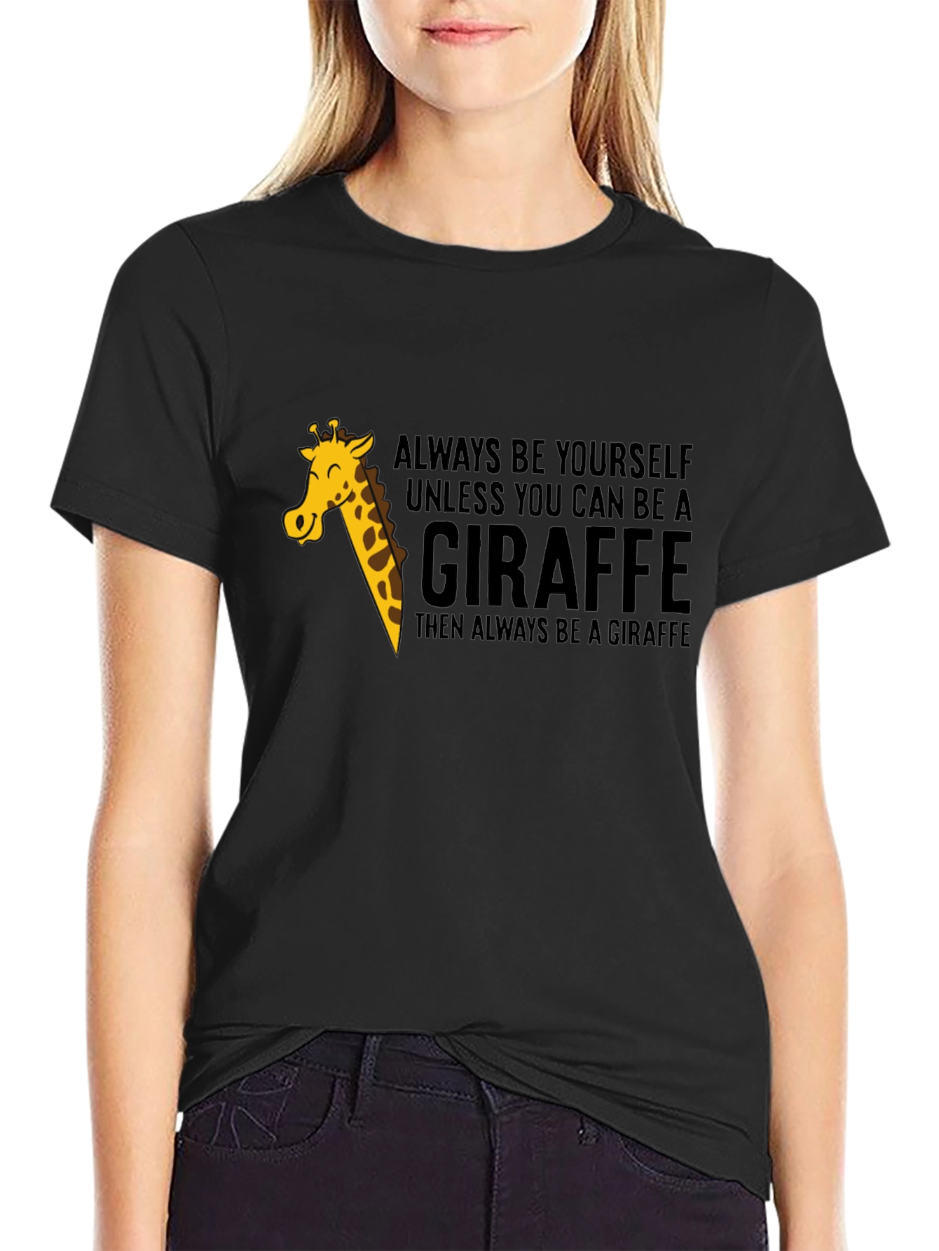 Black Always Be a Giraffe - Novelty Graphic T-Shirt view 2