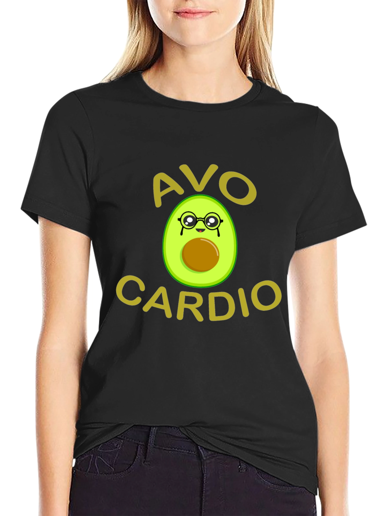 Black Avo Cardio T-Shirt - Funny Avocado Workout Tee view 2