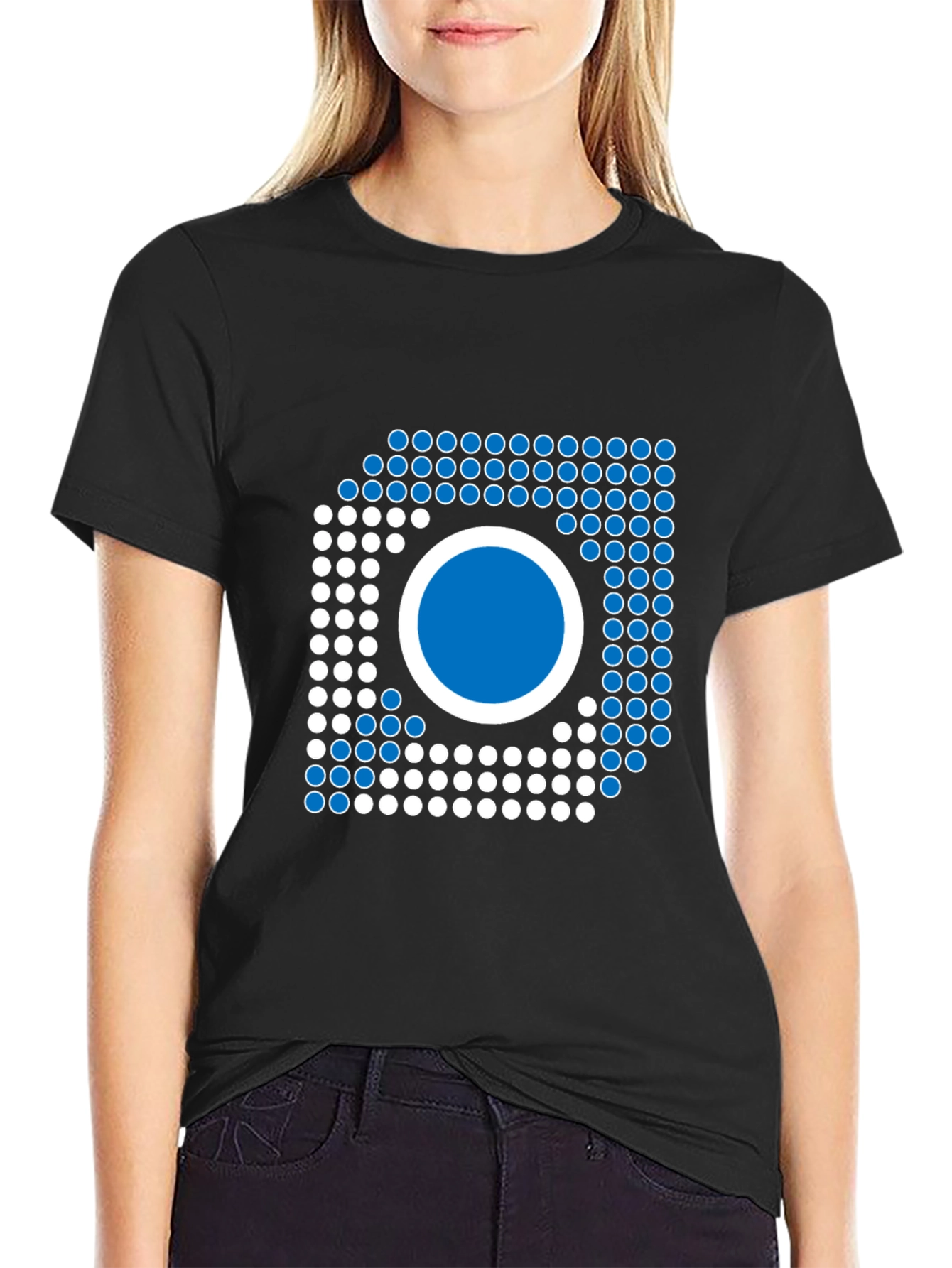 Modern Geometric Graphic Tee - Black - 2