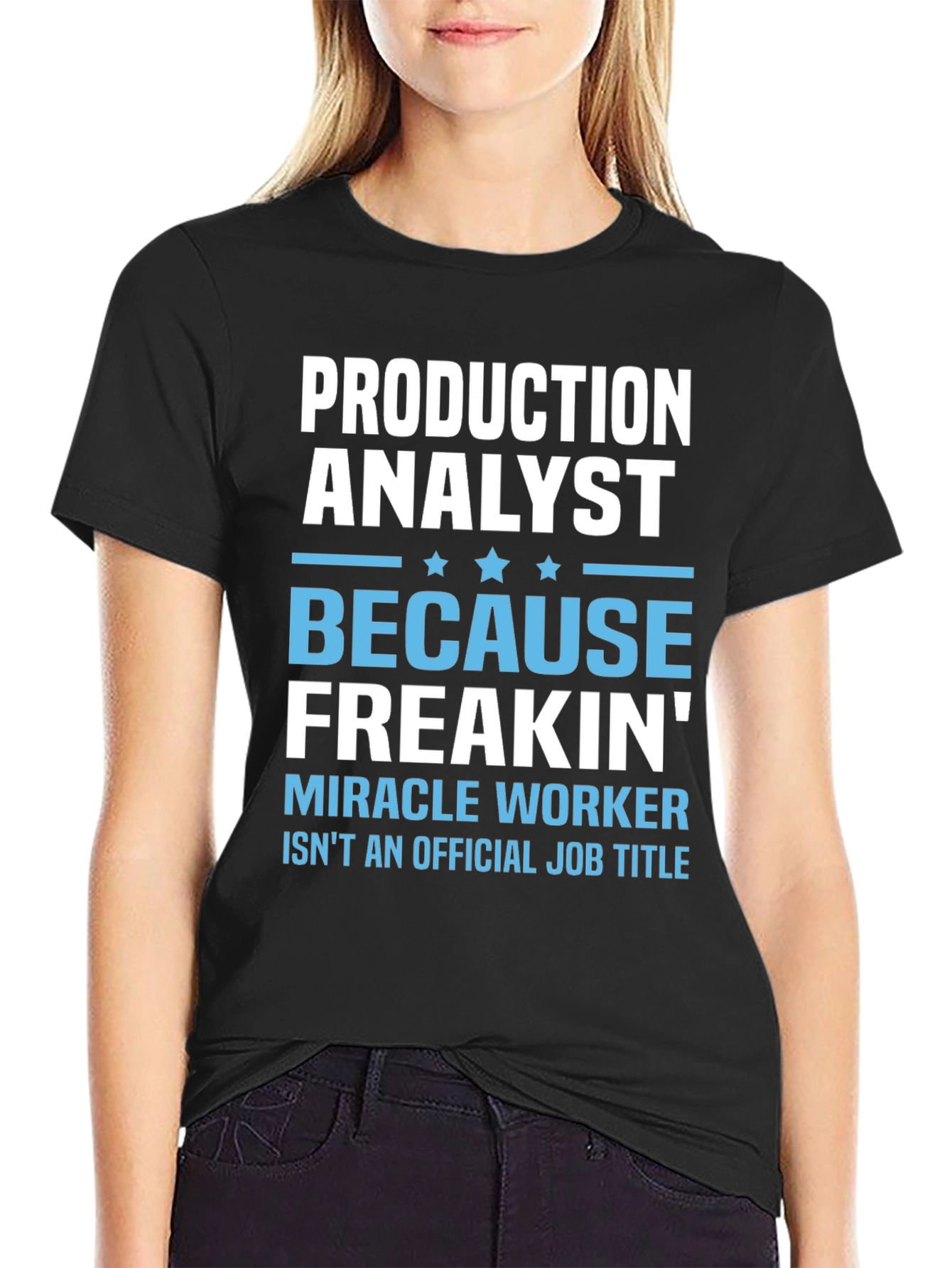 Black Production Analyst Funny Job Title T-Shirt view 2