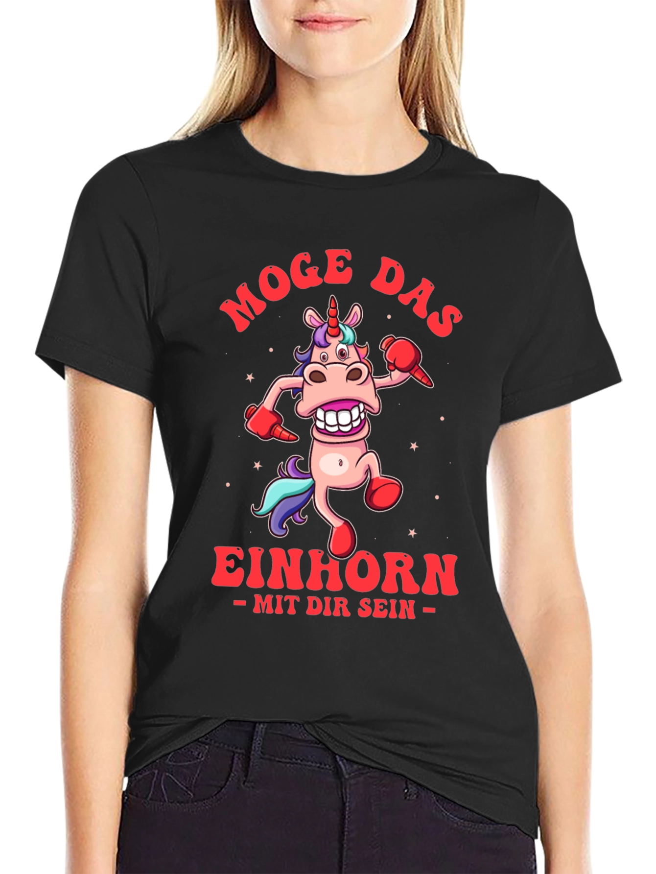 Black Funny Unicorn T-Shirt - Moge Das Einhorn view 2