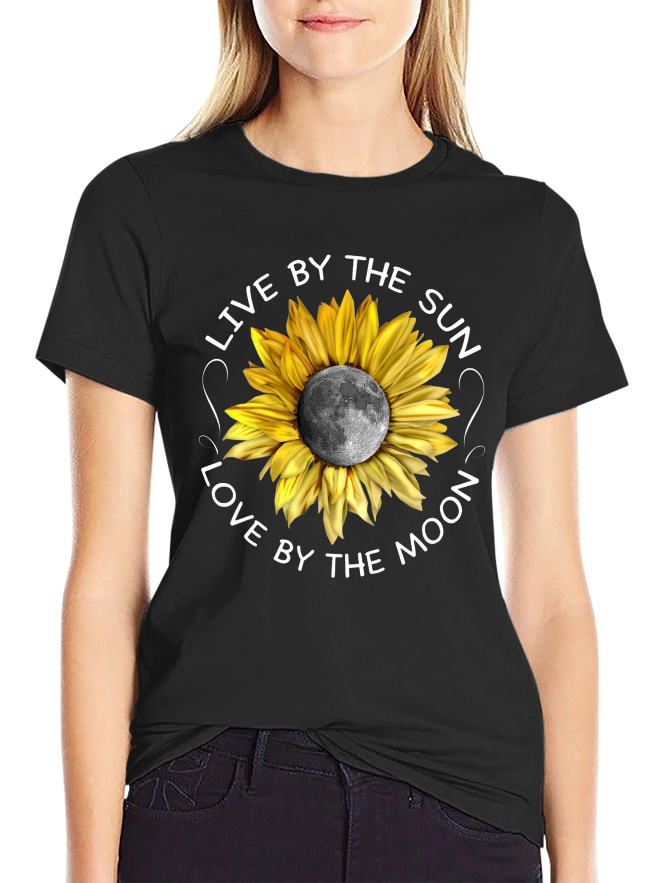 Black Sunflower Moon Graphic Tee - Live by the Sun view 2
