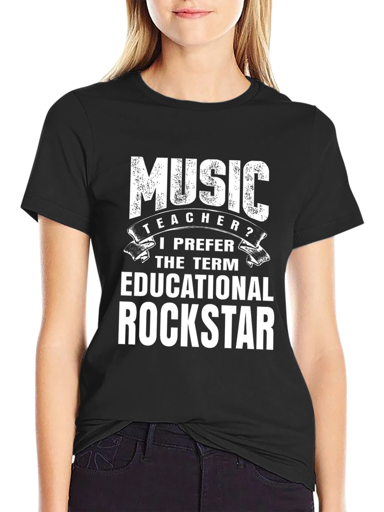 Black Music Teacher Educational Rockstar Graphic T-Shirt view 2