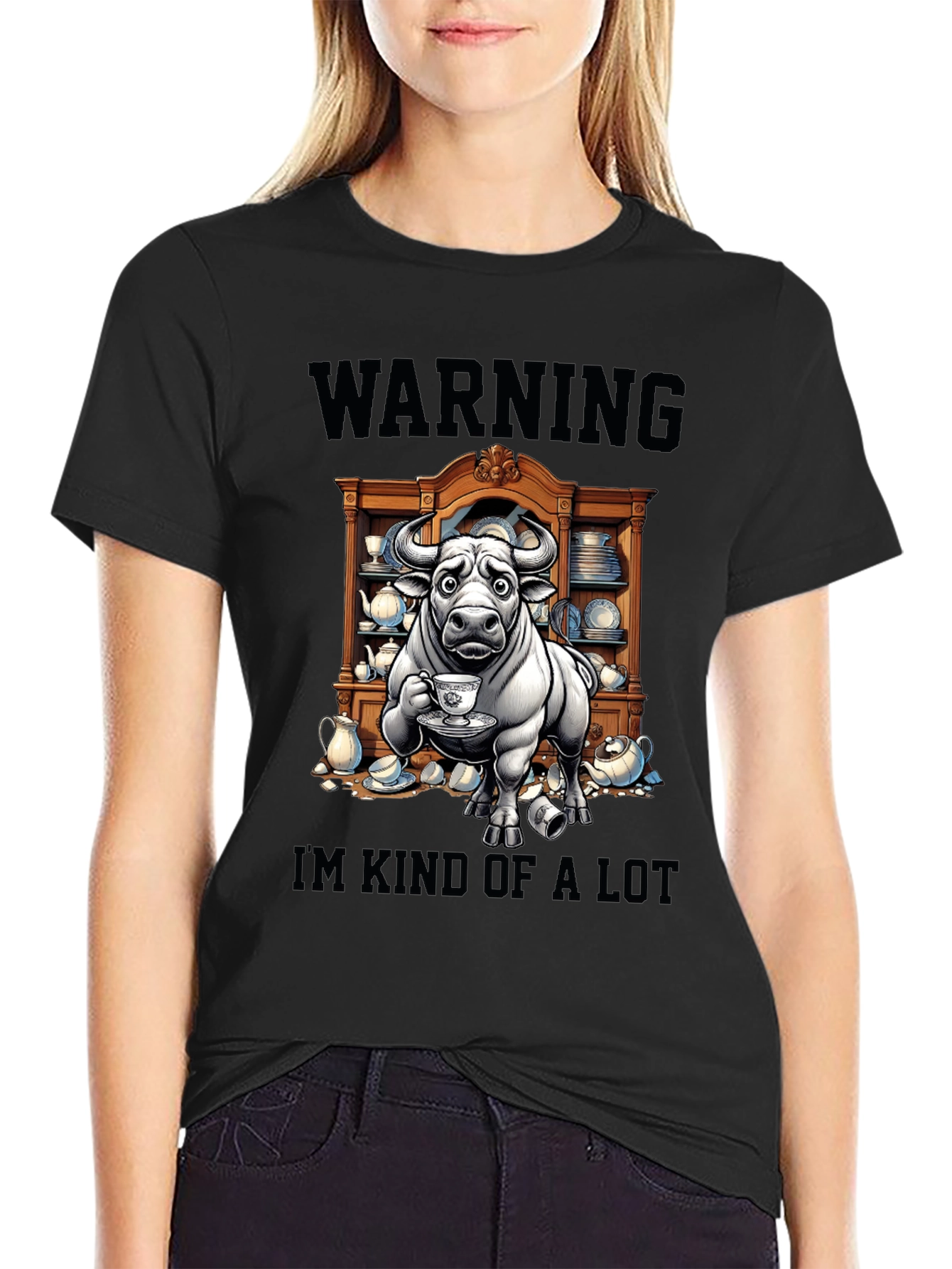 Black Warning I'm Kind of a Lot Graphic T-Shirt view 2