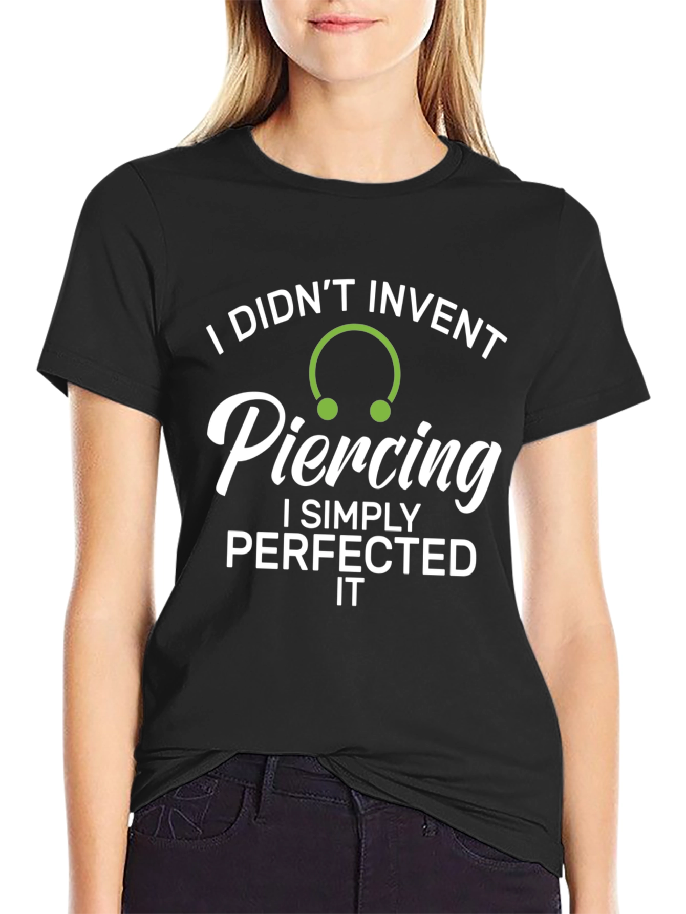 I Didn't Invent Piercing T-Shirt - Black Cotton - 2