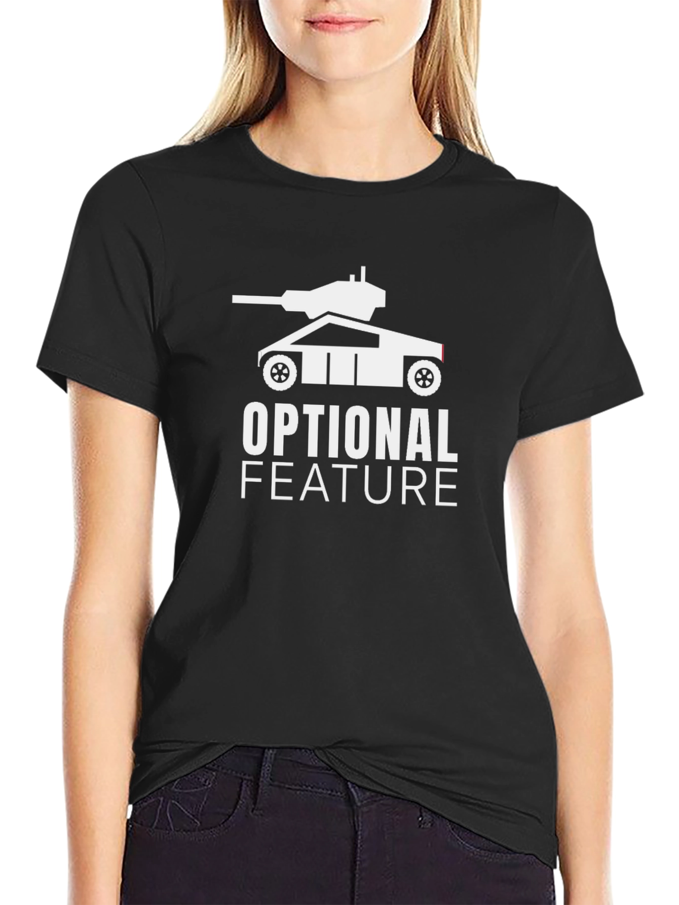 Black Optional Feature Novelty Graphic Tee view 2