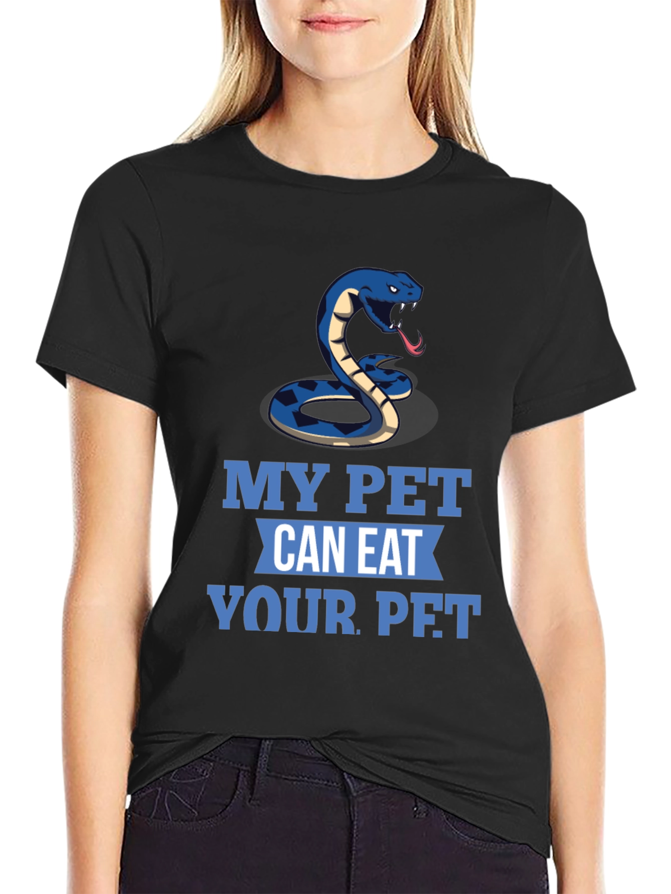 Black My Pet Can Eat Your Pet Snake T-Shirt view 2