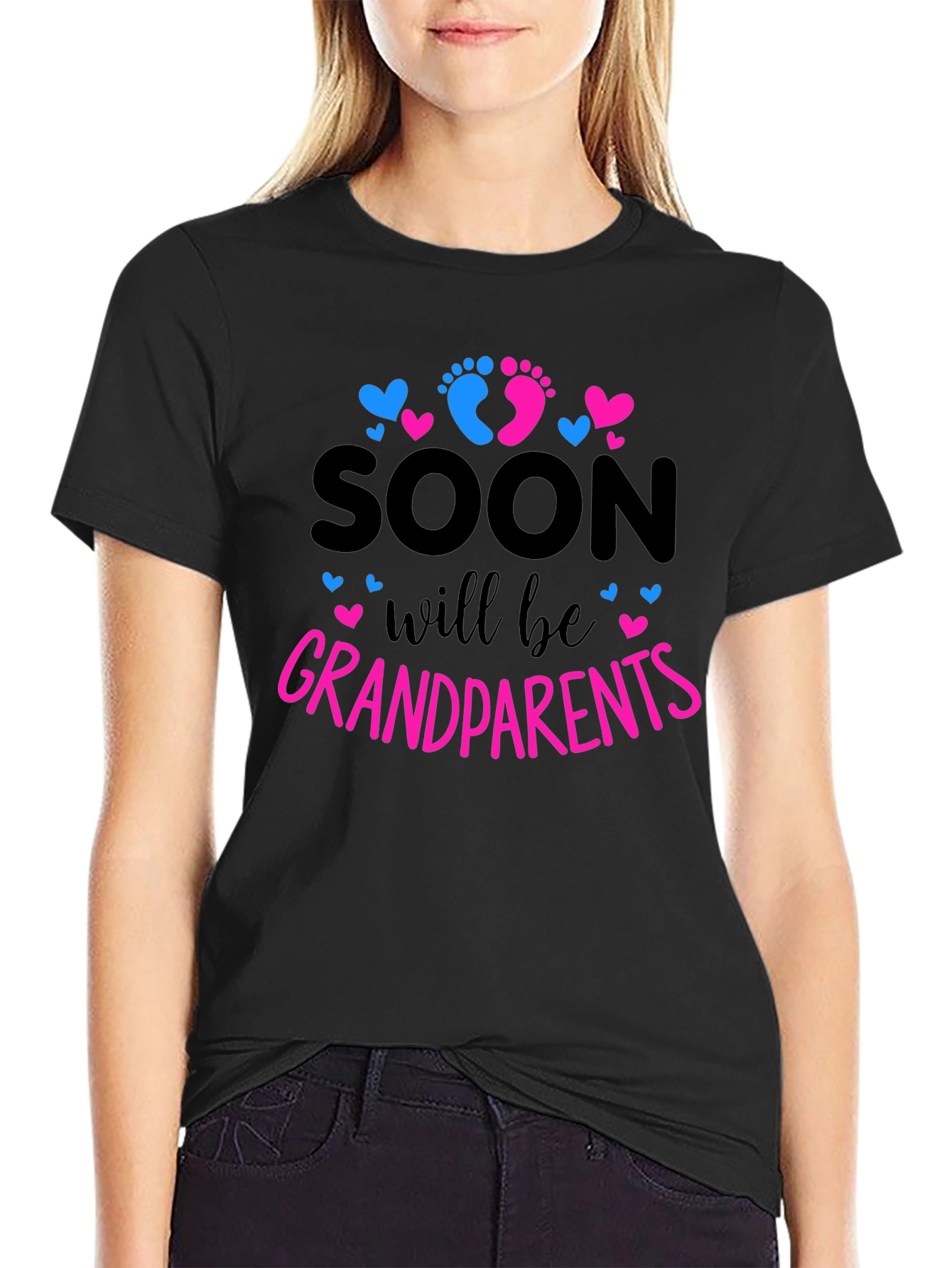Black Soon to be Grandparents Baby Reveal T-shirt view 2