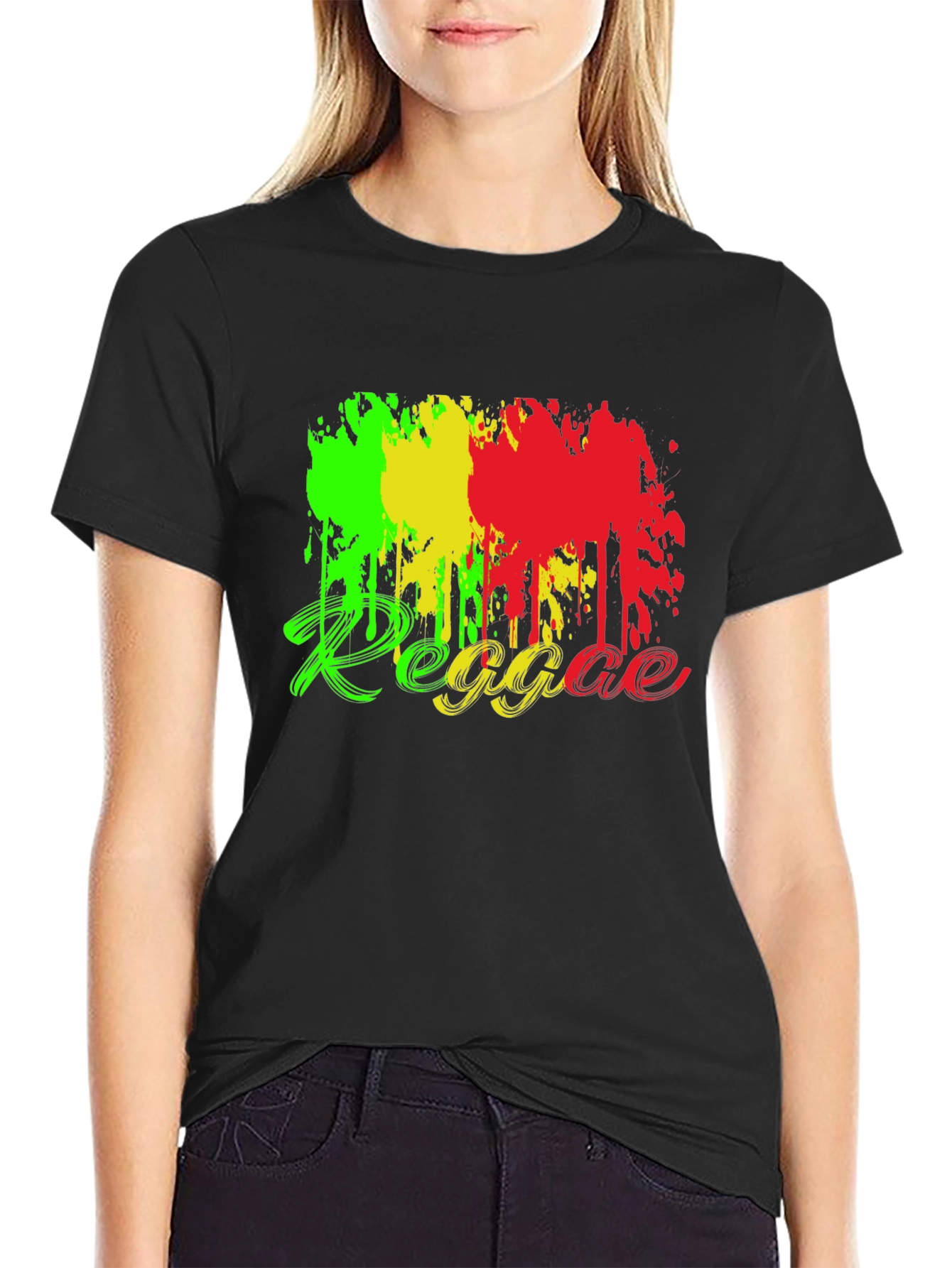Black Reggae Style Black T-Shirt view 2