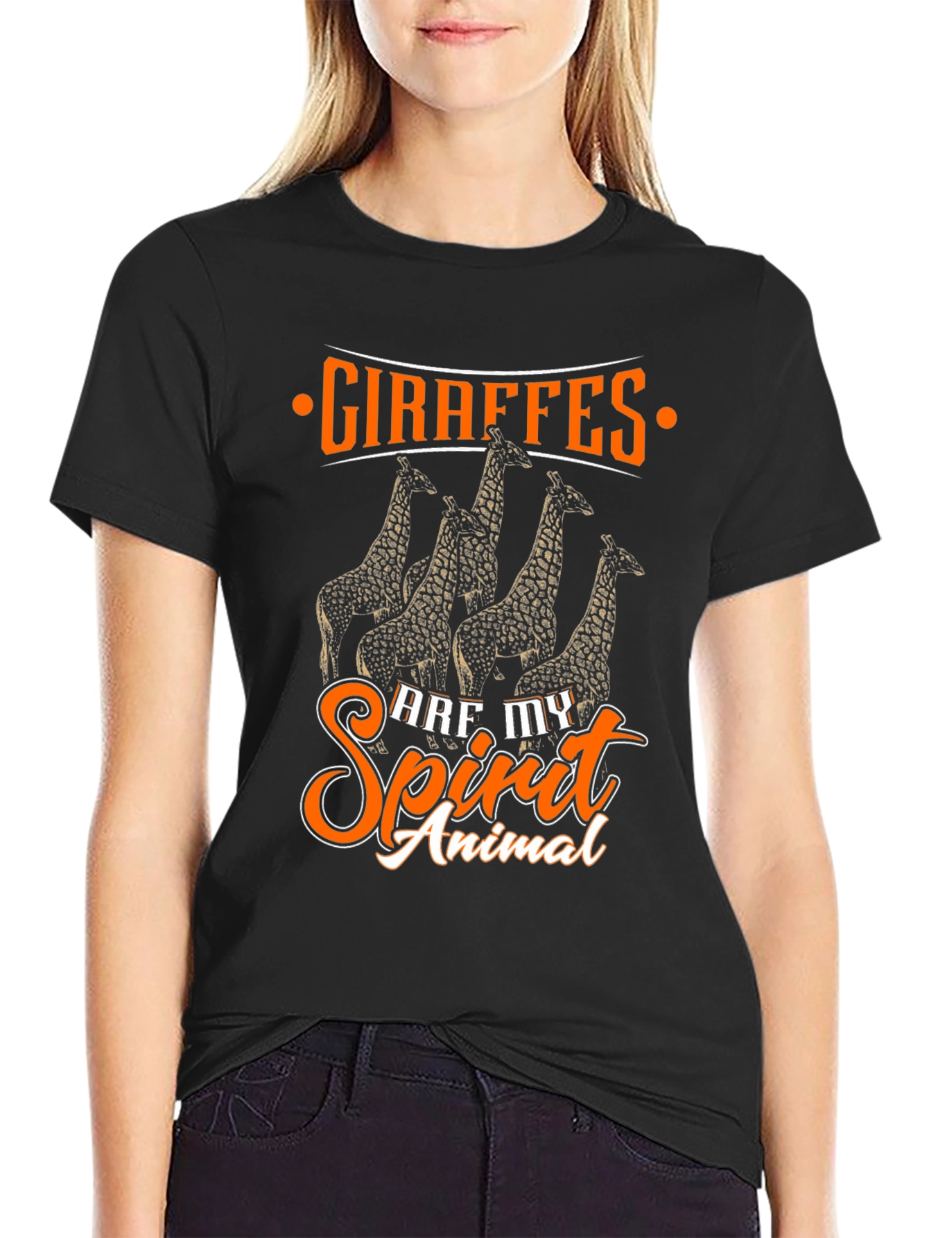 Black Giraffe Spirit Animal Graphic Tee view 2