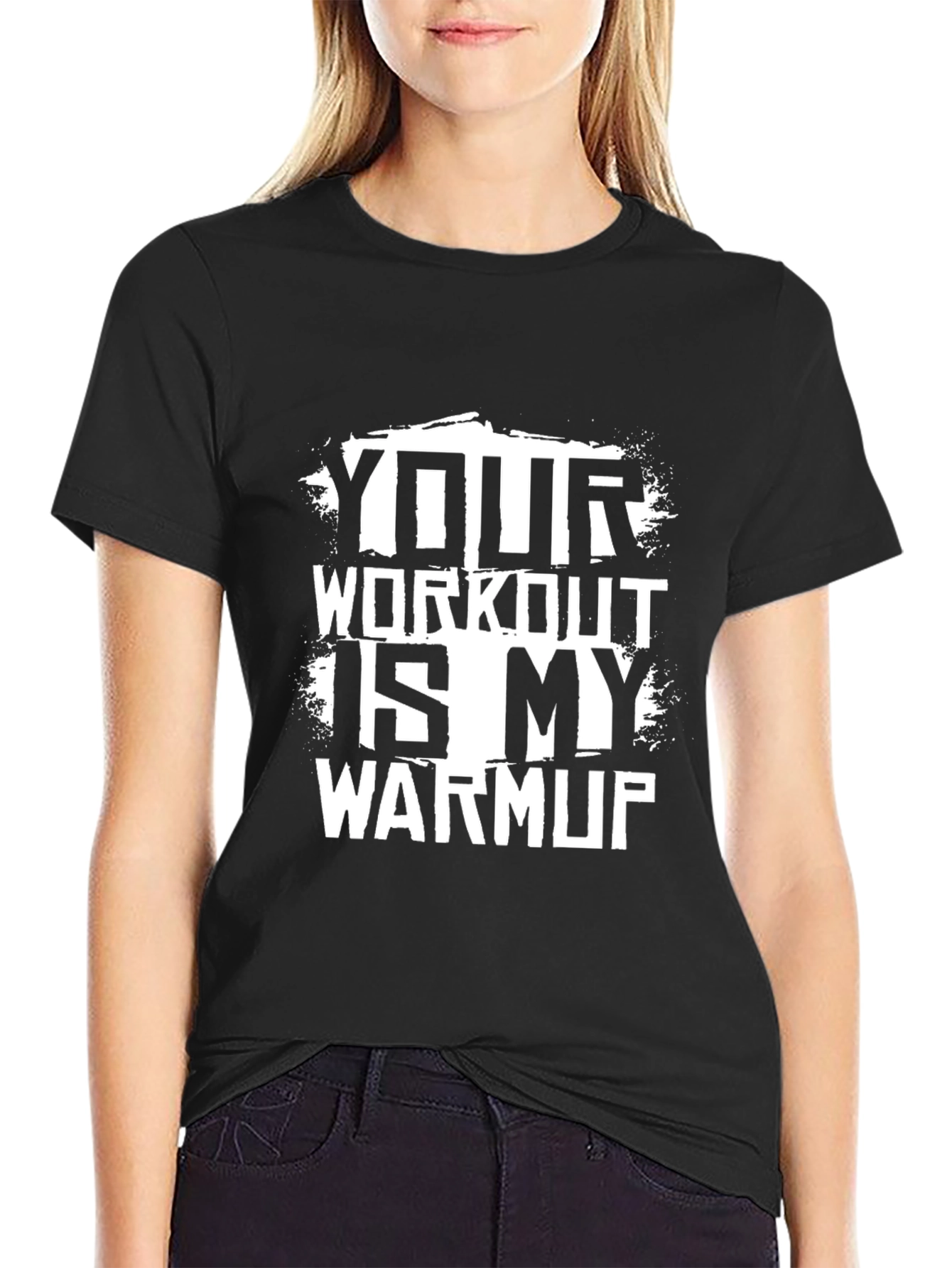 Black Workout Warmup Graphic Tee - Black Cotton Shirt view 2