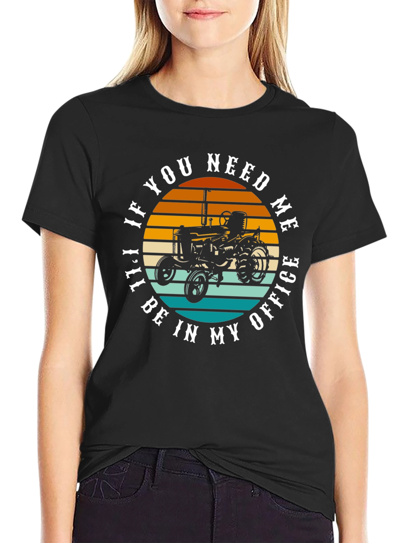 Black If You Need Me I'll Be In My Office Tractor Graphic Tee view 2