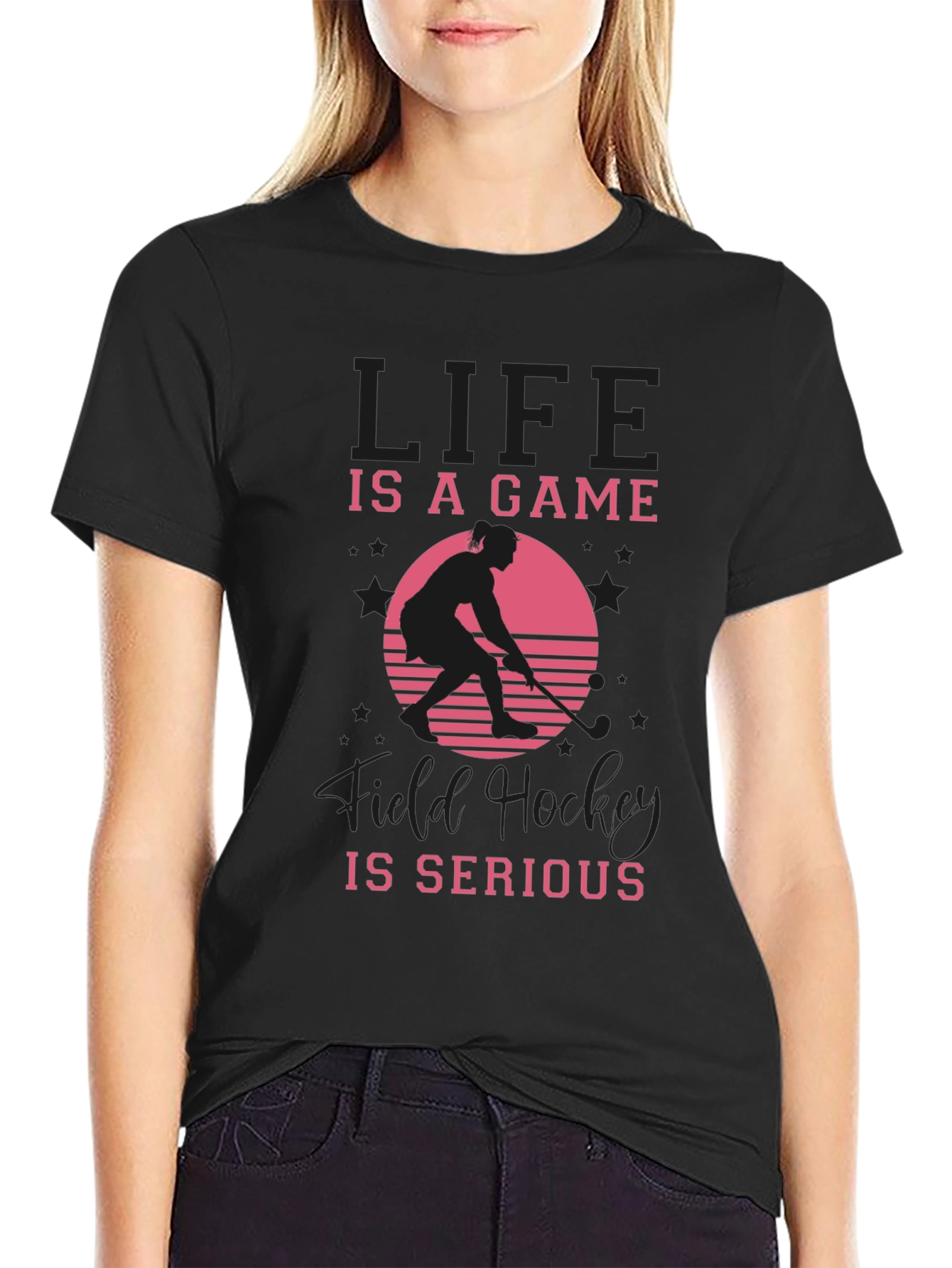 Black Life Is A Game Field Hockey T-Shirt view 2