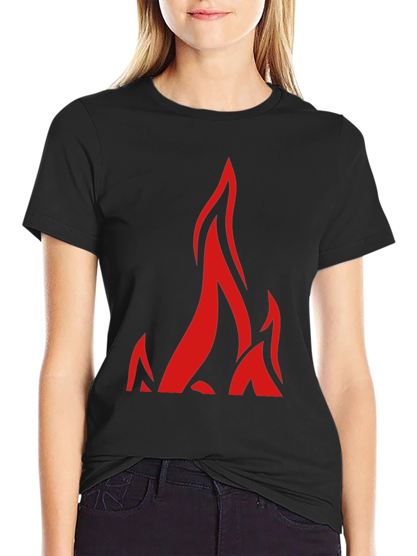 Black Flame Graphic Black T-Shirt view 2