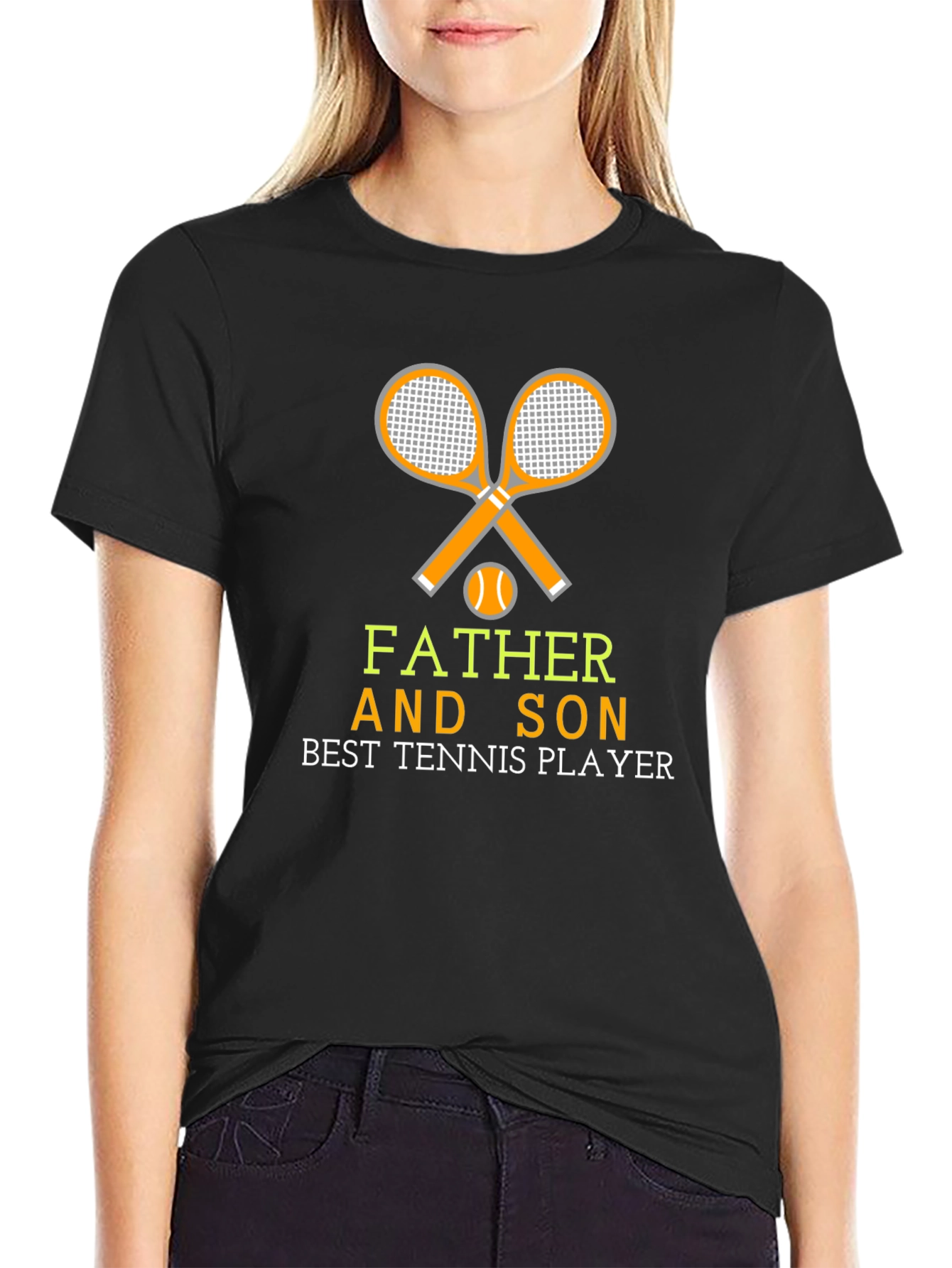Black Father and Son Tennis Player Graphic T-Shirt view 2