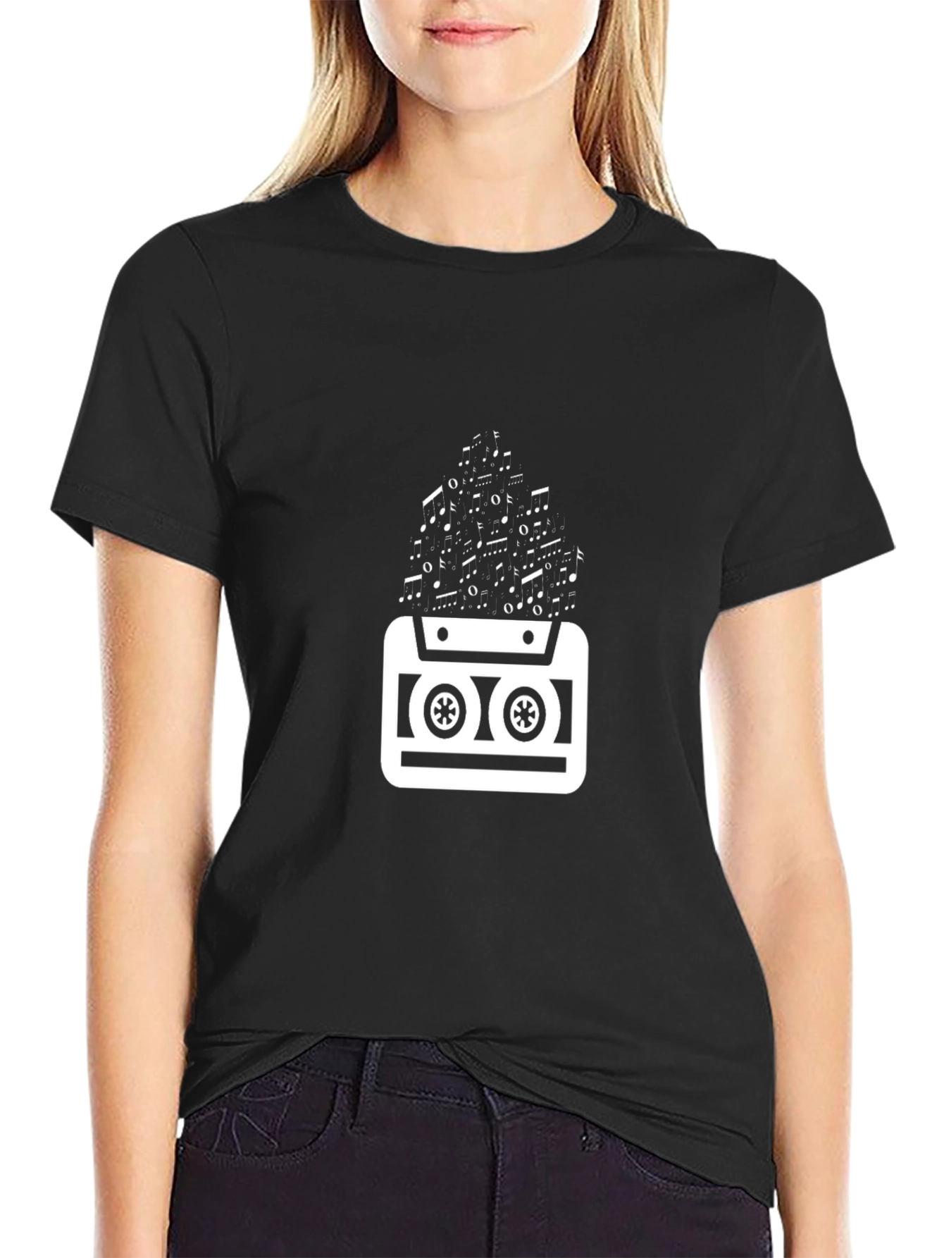 Black Retro Cassette Music T-Shirt - Black view 2