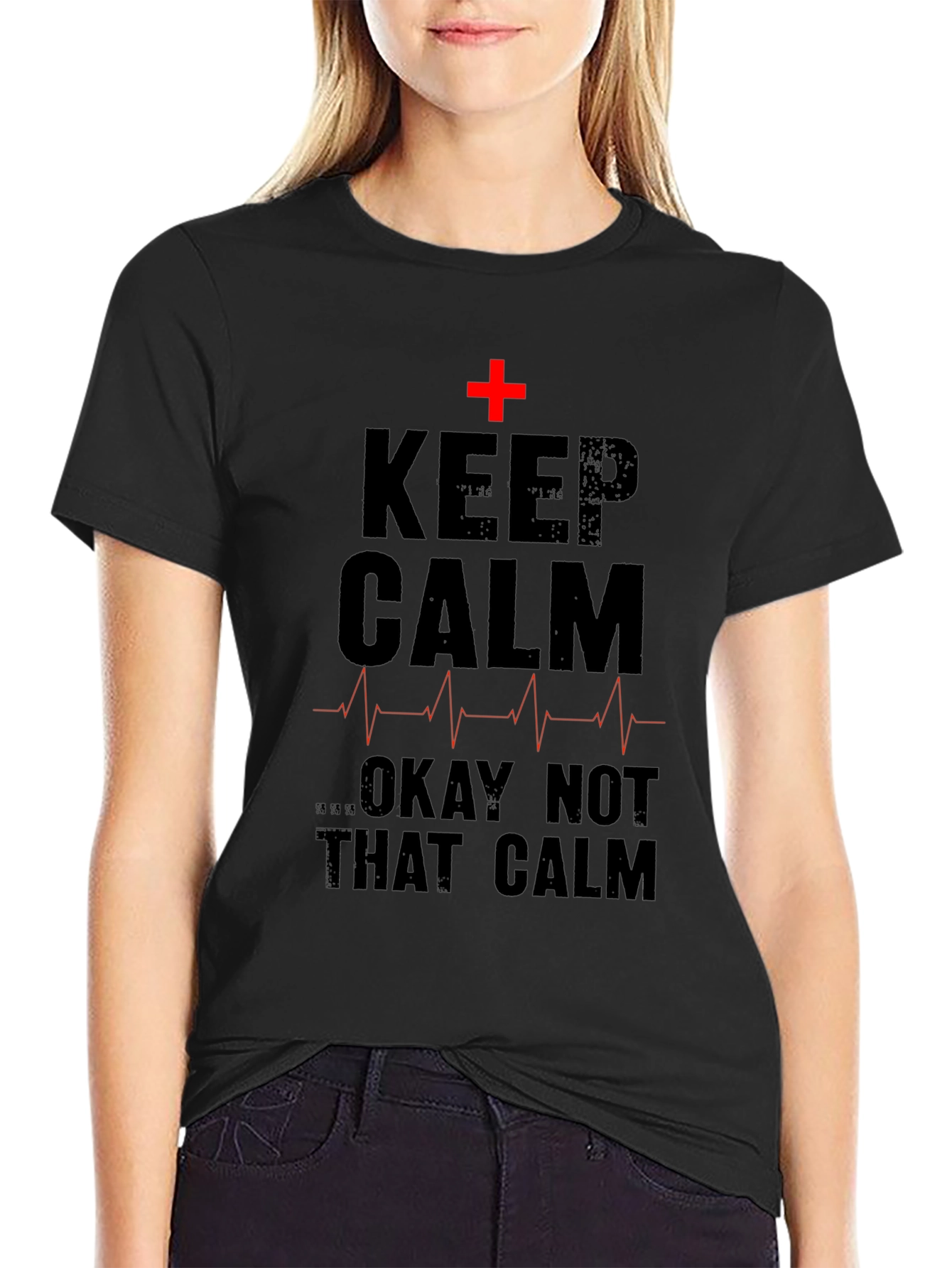 Black Keep Calm Nurse T-Shirt - Funny Medical Humor Tee view 2