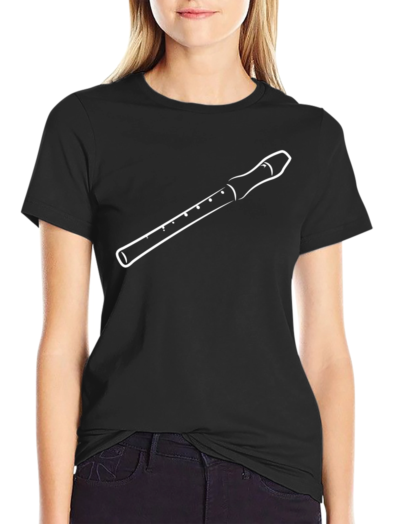 Black Recorder T-Shirt - Musician's Tee - Music Lover Gift view 2