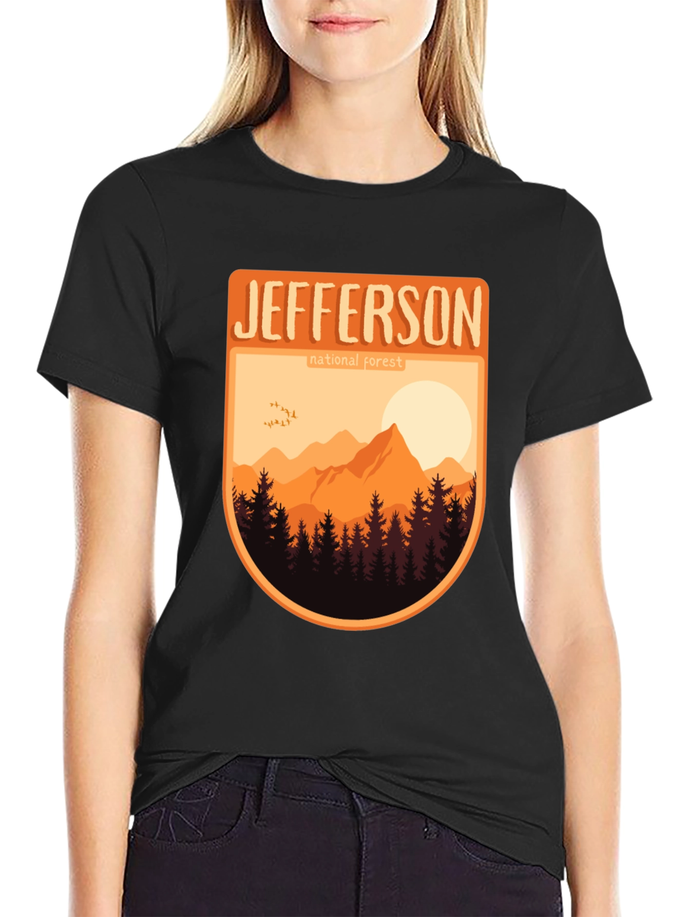 Black Jefferson National Forest Graphic Tee - Nature Adventure Shirt view 2