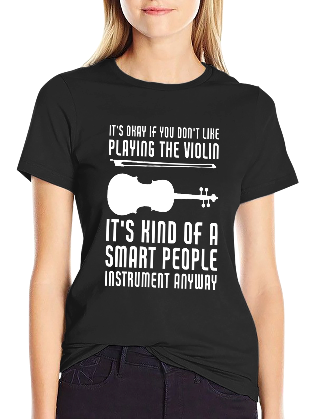 Black Smart People Violin T-Shirt view 2