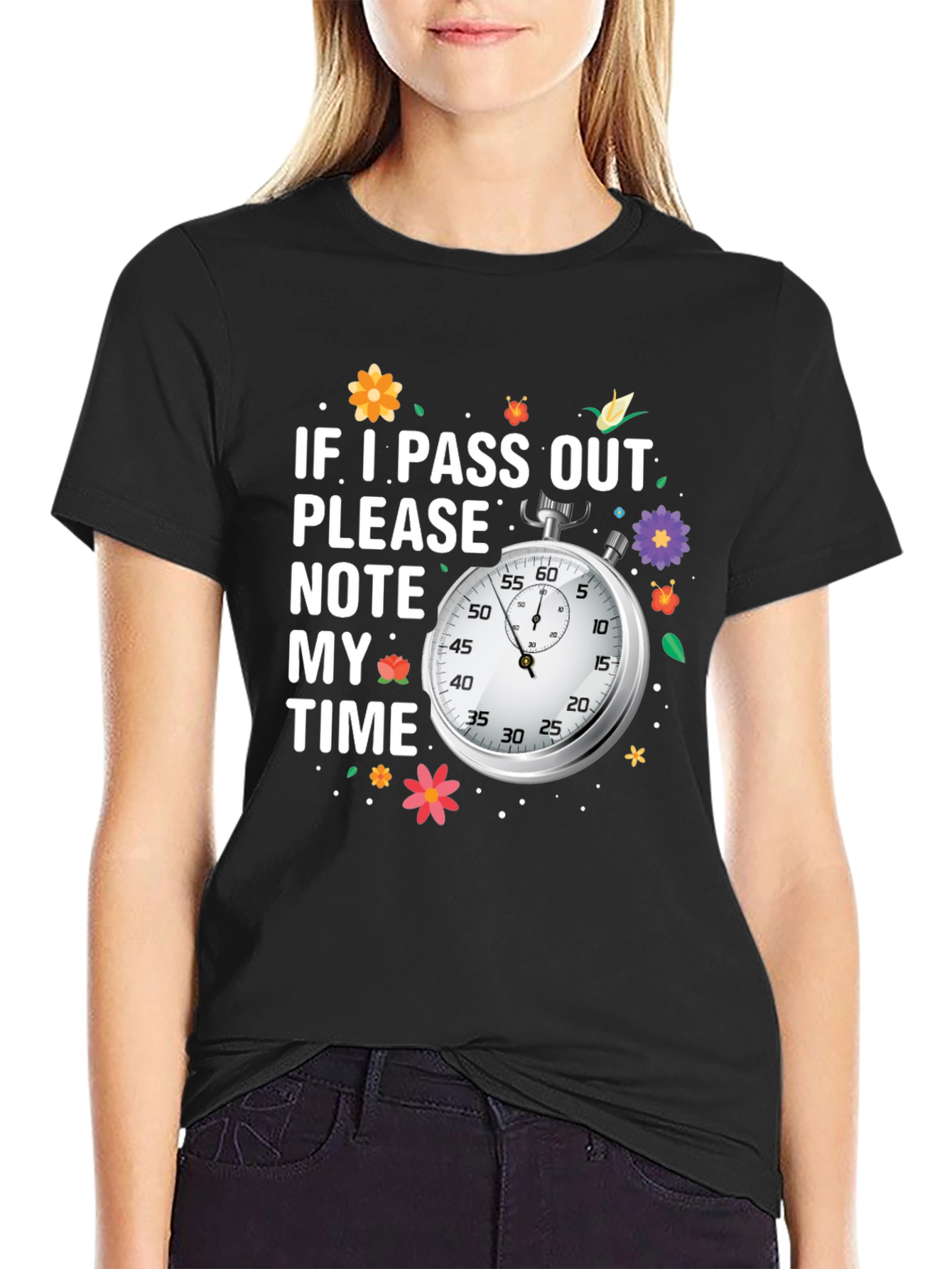 Black Funny Running T-Shirt - Note My Time view 2