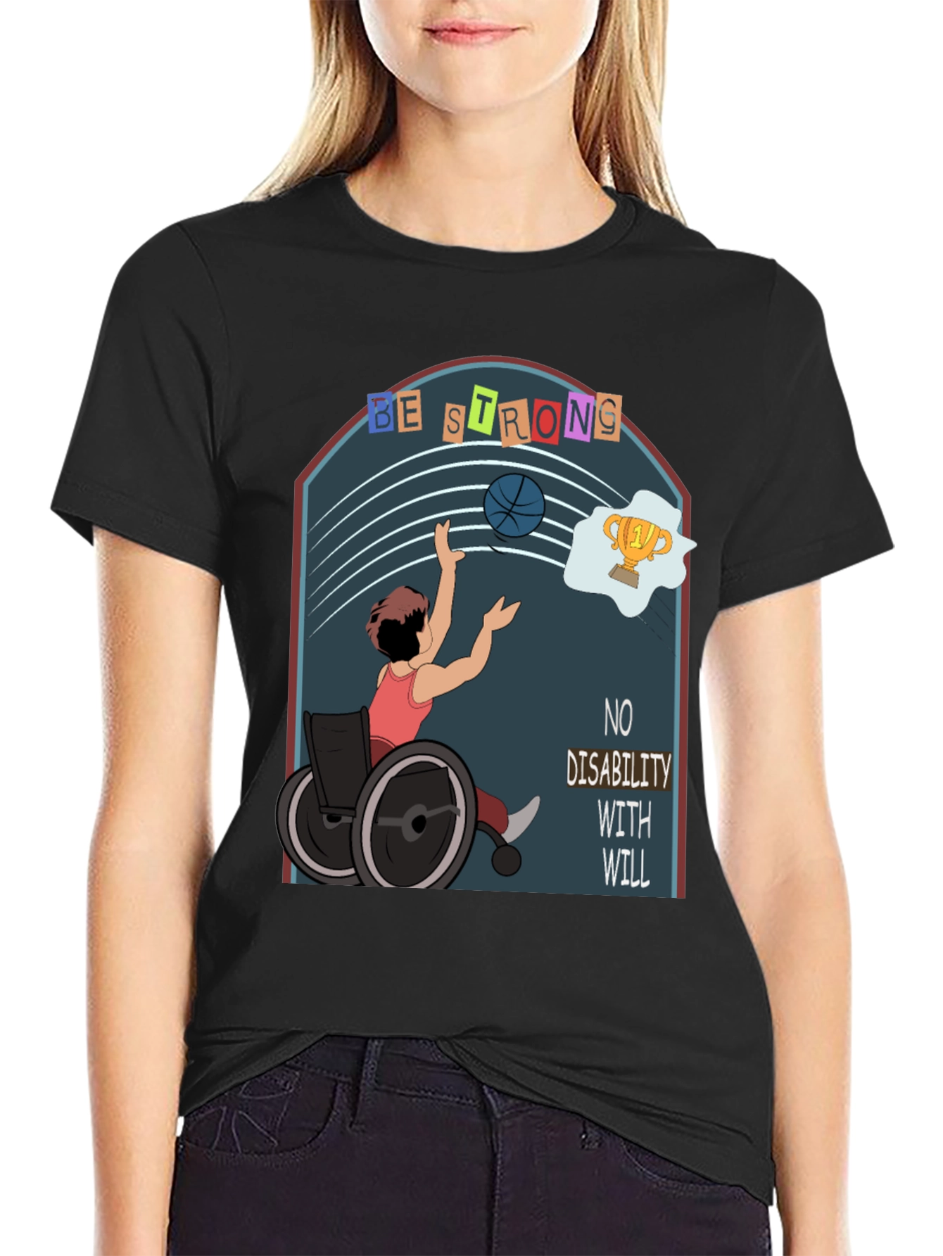 Black Inspirational Disability Awareness T-Shirt view 2