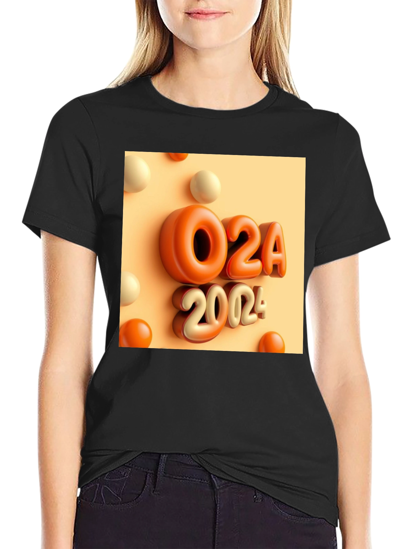 Black O2A 2004 Graphic T-Shirt - Trendy Casual Wear view 2