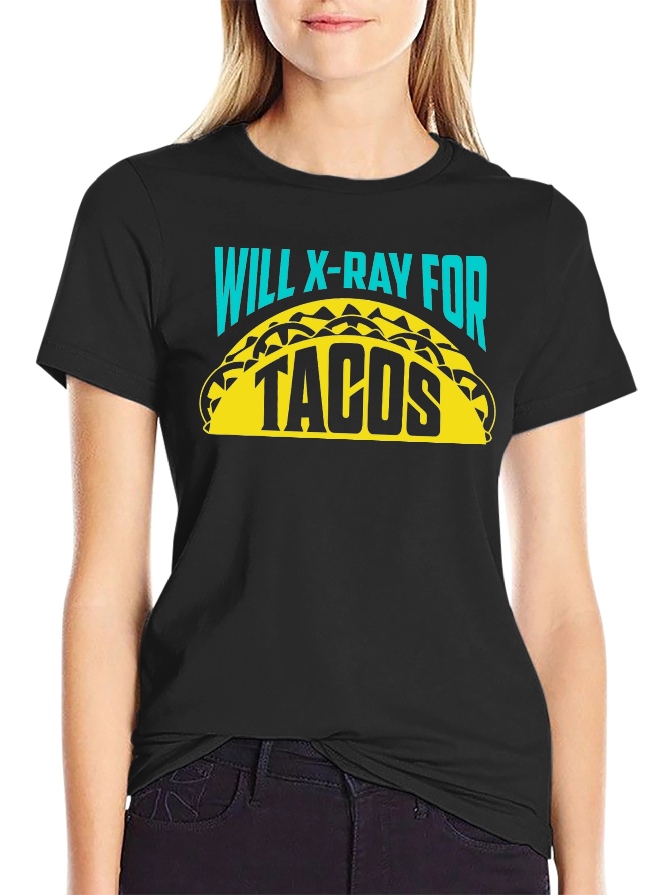 Black Will X-Ray for Tacos Funny Radiologist Graphic T-Shirt view 2