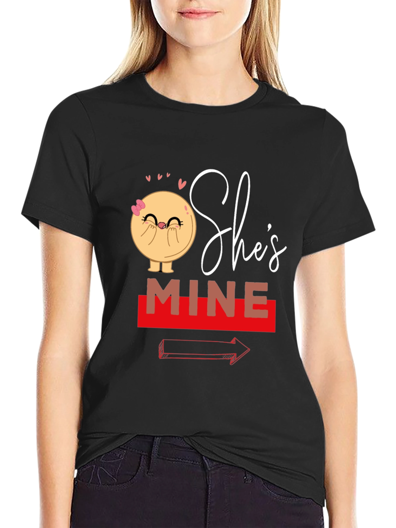Black She's Mine Matching Couple T-Shirt view 2