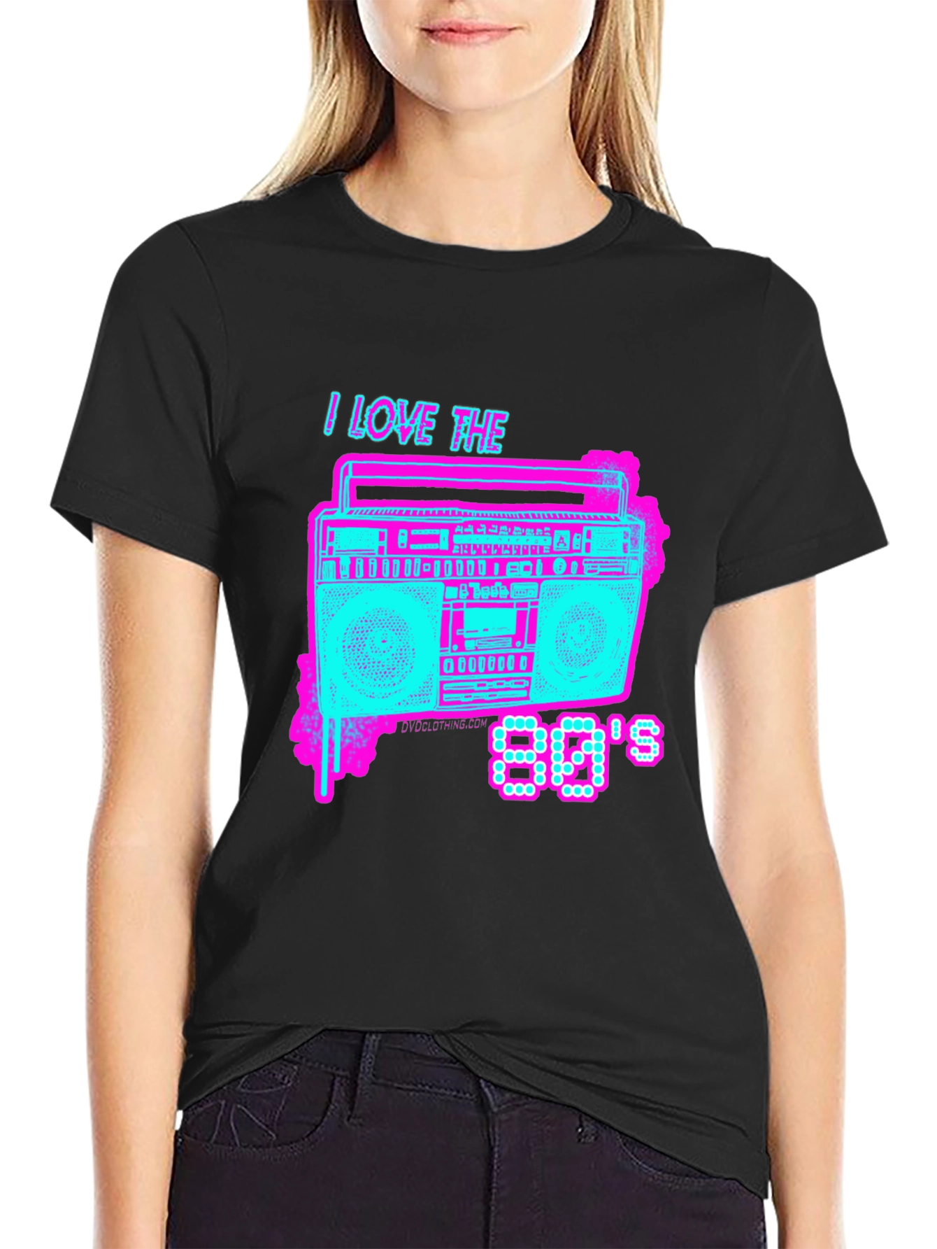 Black I Love the 80's Retro Boombox T-Shirt view 2