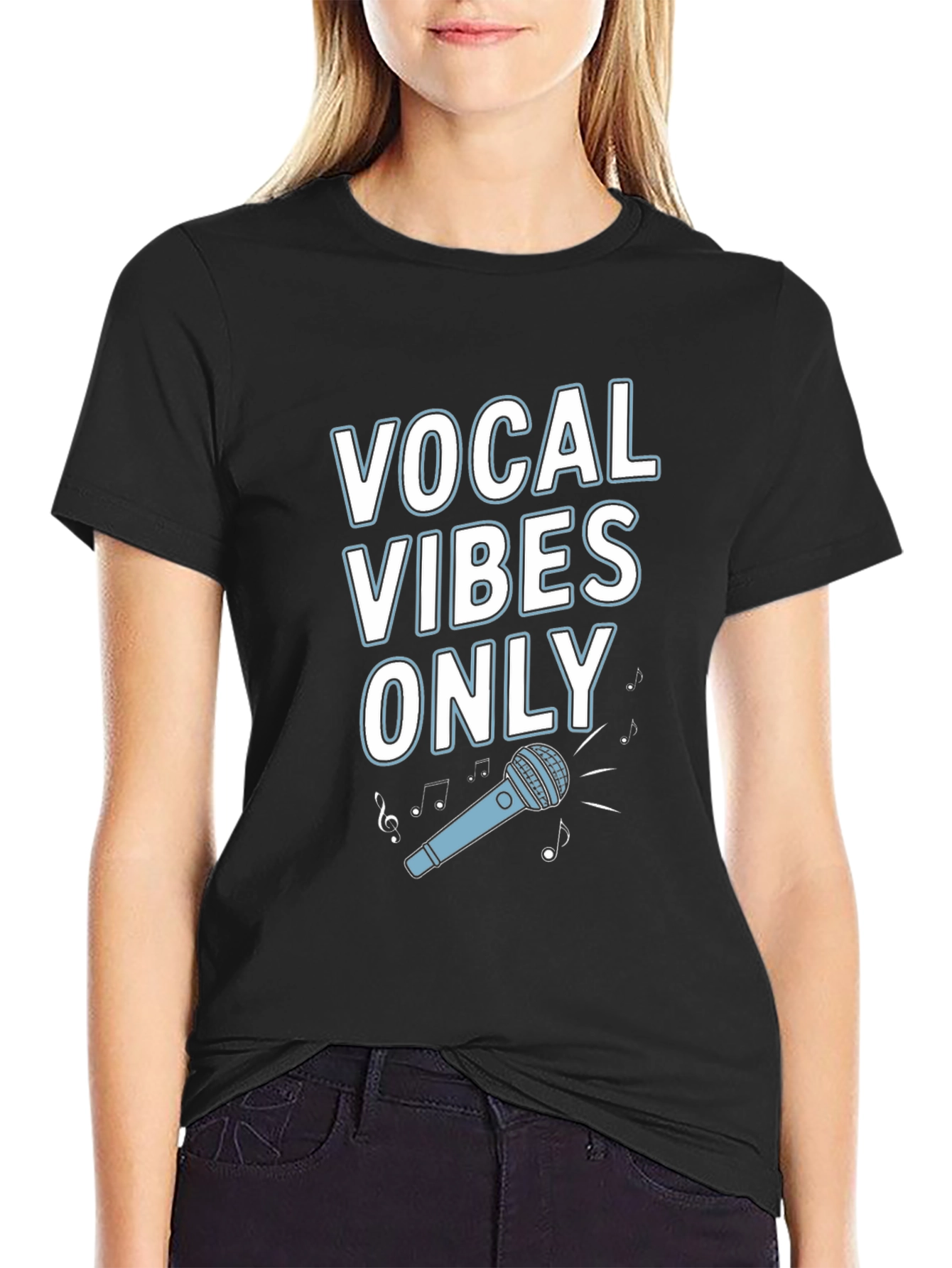 Black Vocal Vibes Only Graphic T-Shirt view 2