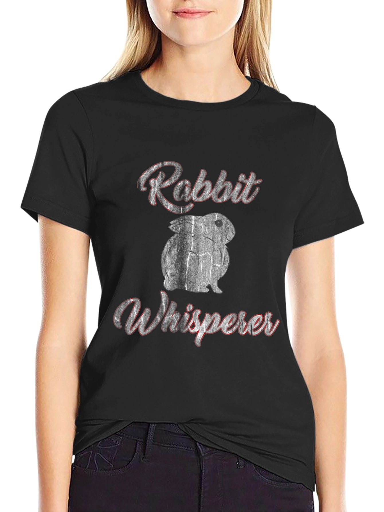 Black Rabbit Whisperer Graphic Tee - Unisex Soft Cotton T-Shirt view 2