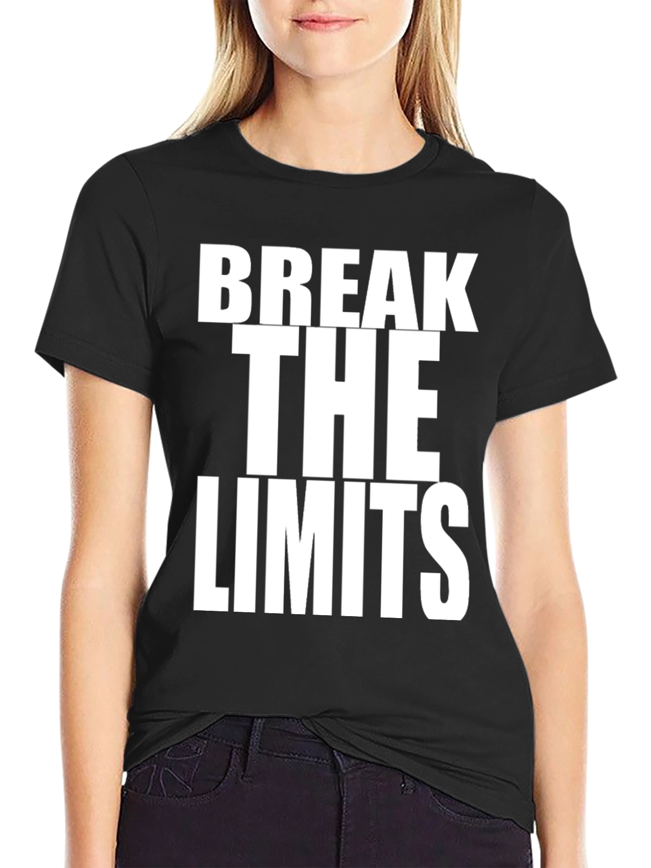 Black Break The Limits Black Graphic Tee Shirt view 2