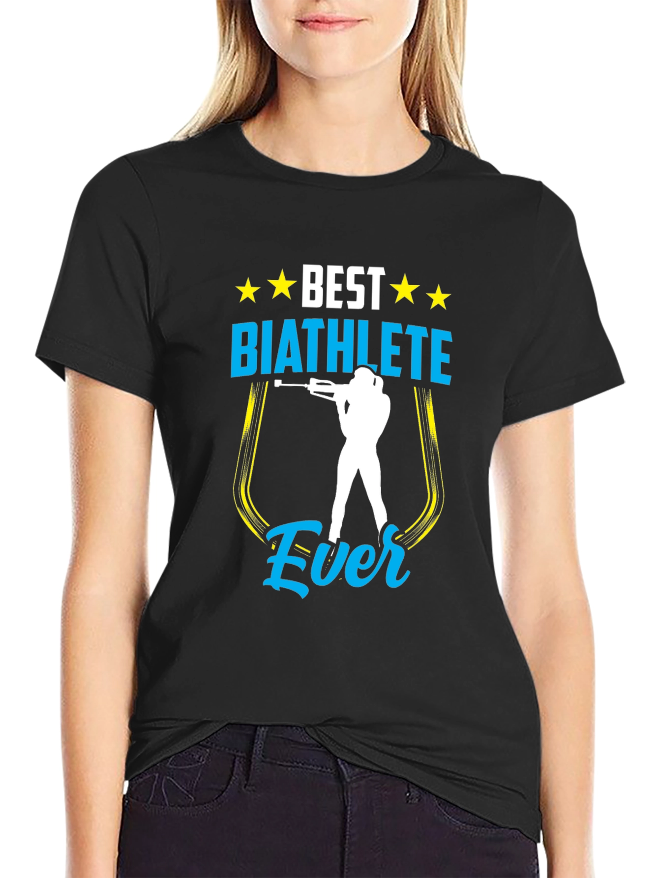 Black Best Biathlete Ever T-Shirt | Men's Black Graphic Tee view 2