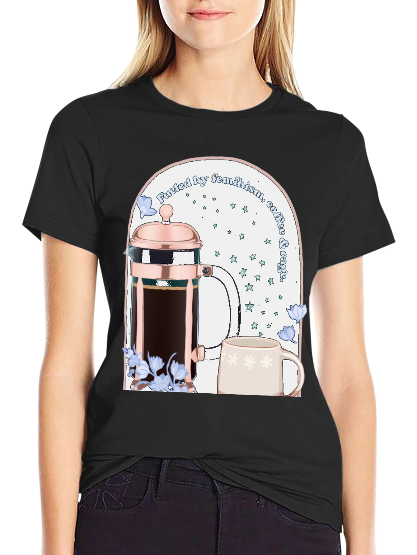 Black Feminist Coffee T-Shirt view 2