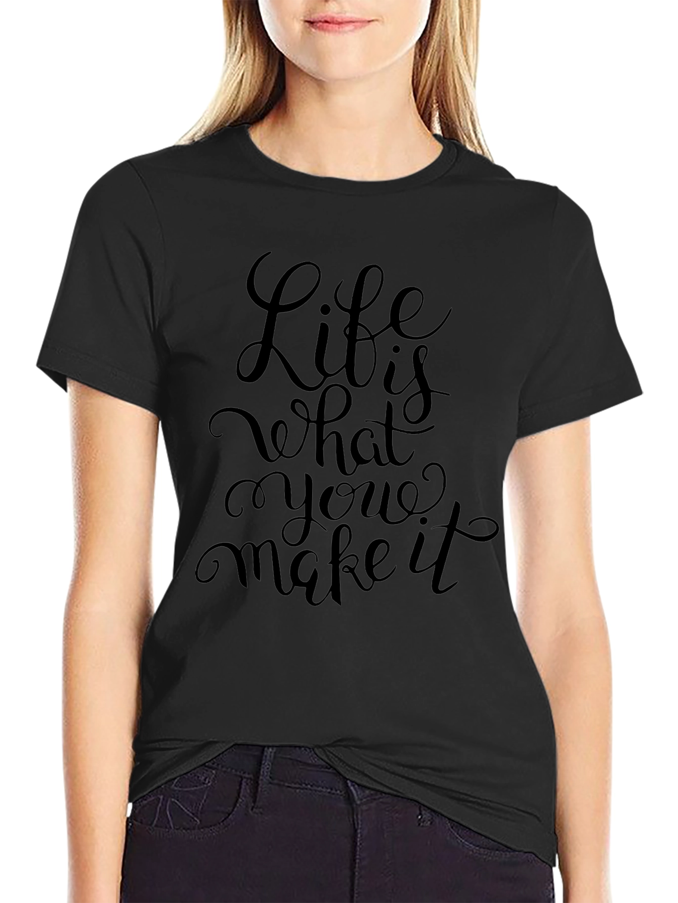 Black Life is What You Make It Graphic Tee - Black Casual T-Shirt view 2