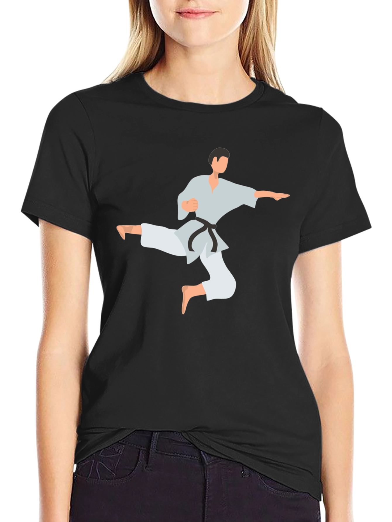 Black Karate Kick Graphic Tee - Black view 2