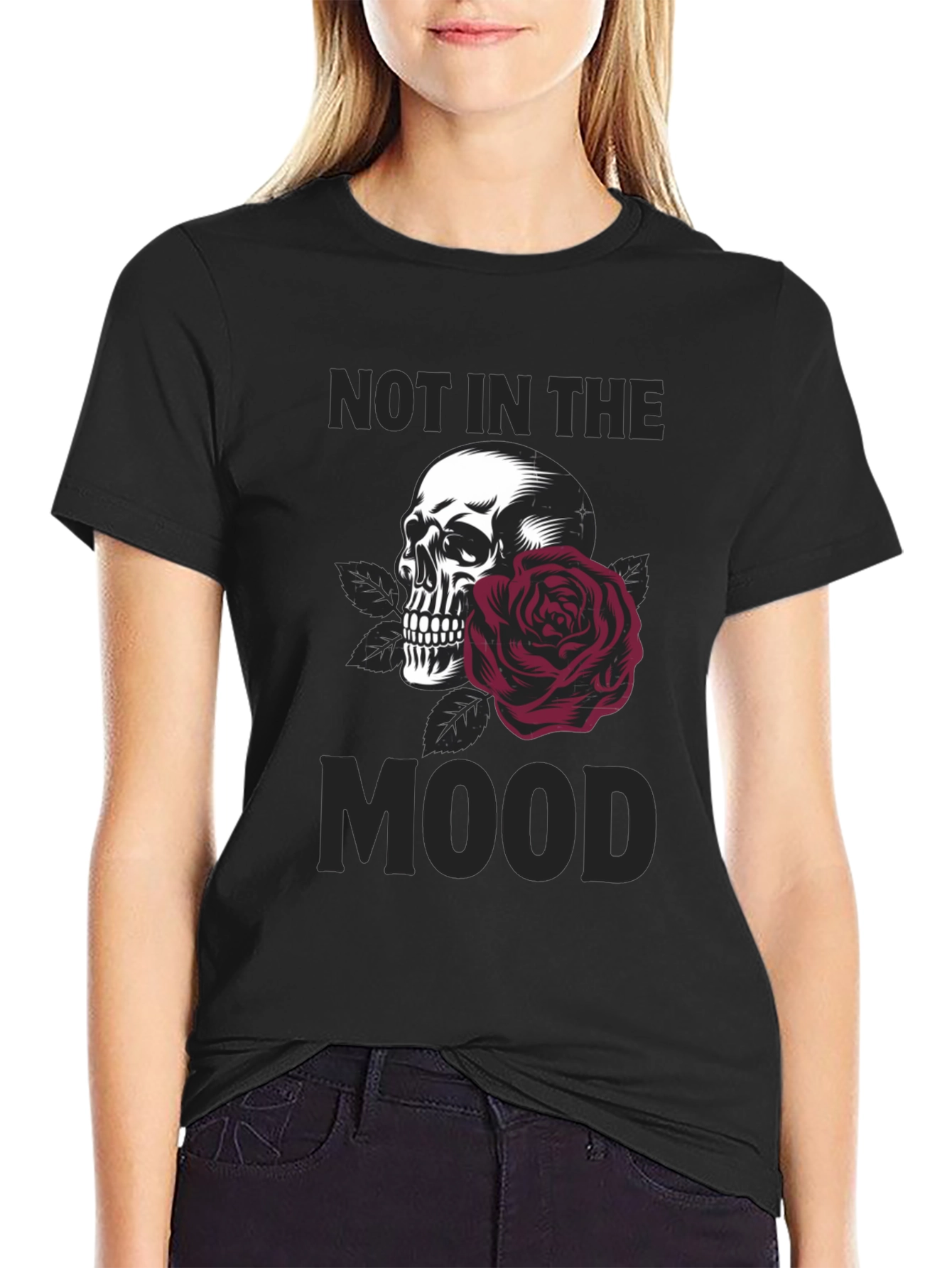 Not in the Mood Skull & Rose Graphic T-Shirt - 2
