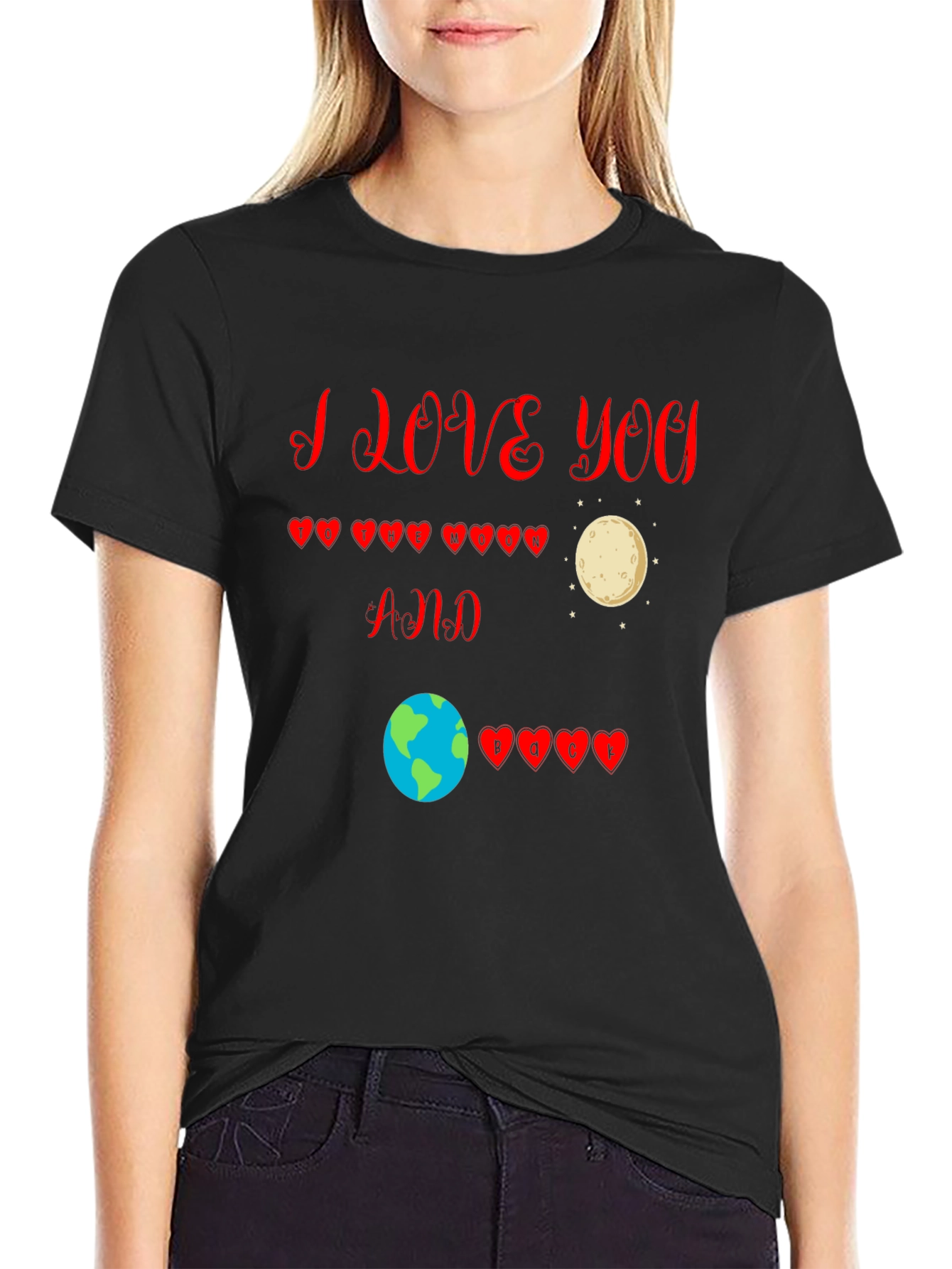 Black I Love You to the Moon and Back T-Shirt view 2