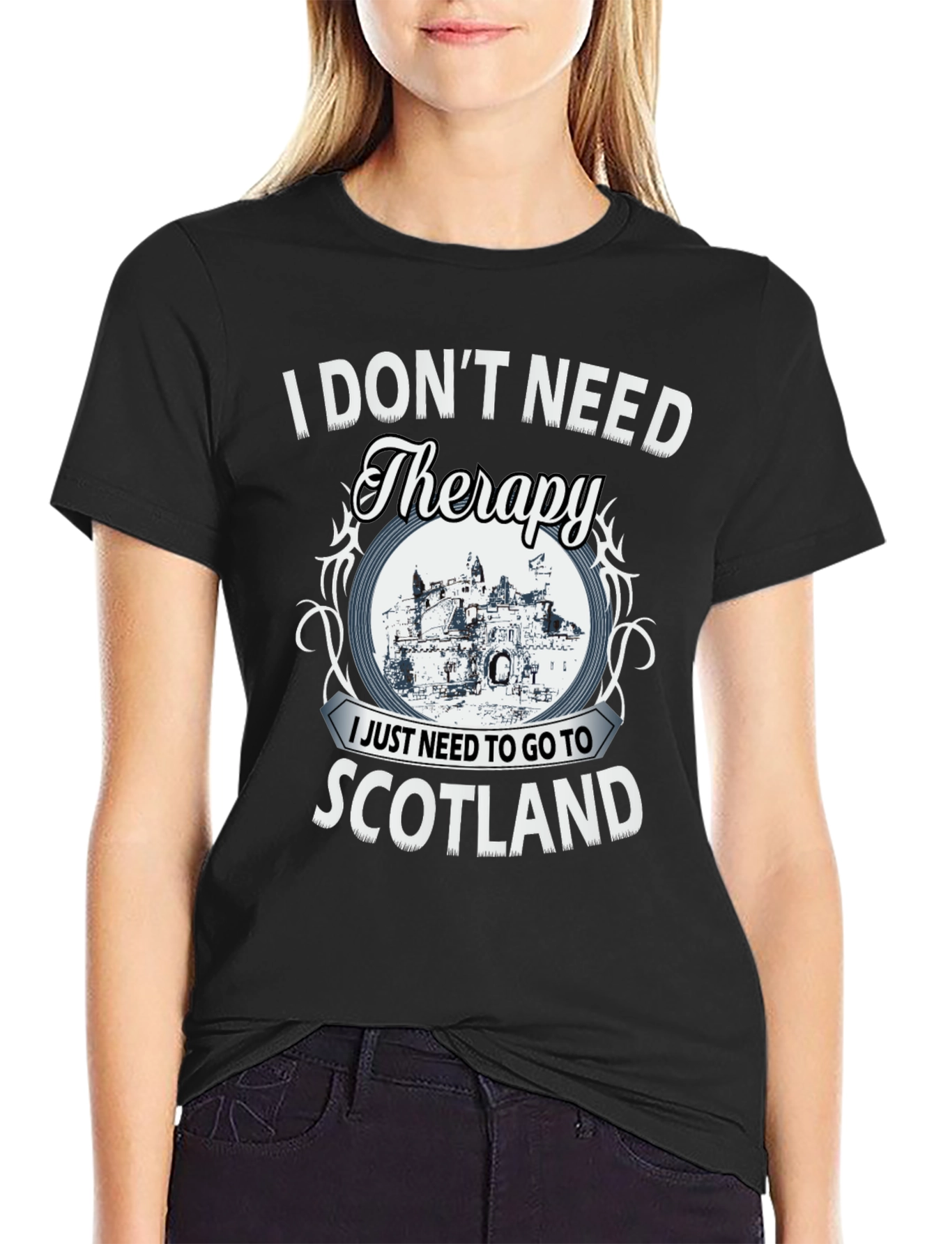 Black Scotland Therapy Graphic T-Shirt view 2