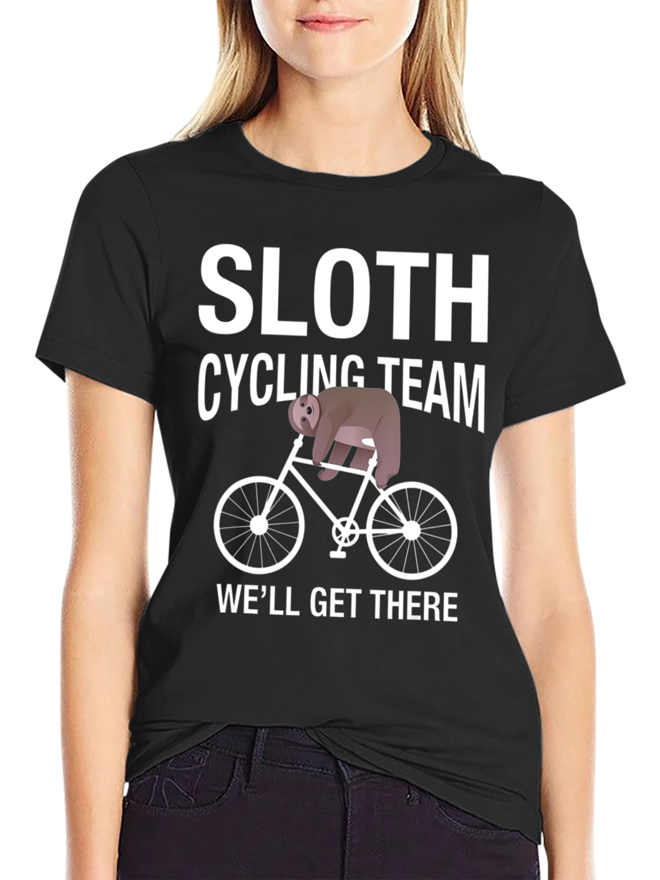 Black Sloth Cycling Team T-Shirt - Funny Novelty Tee view 2