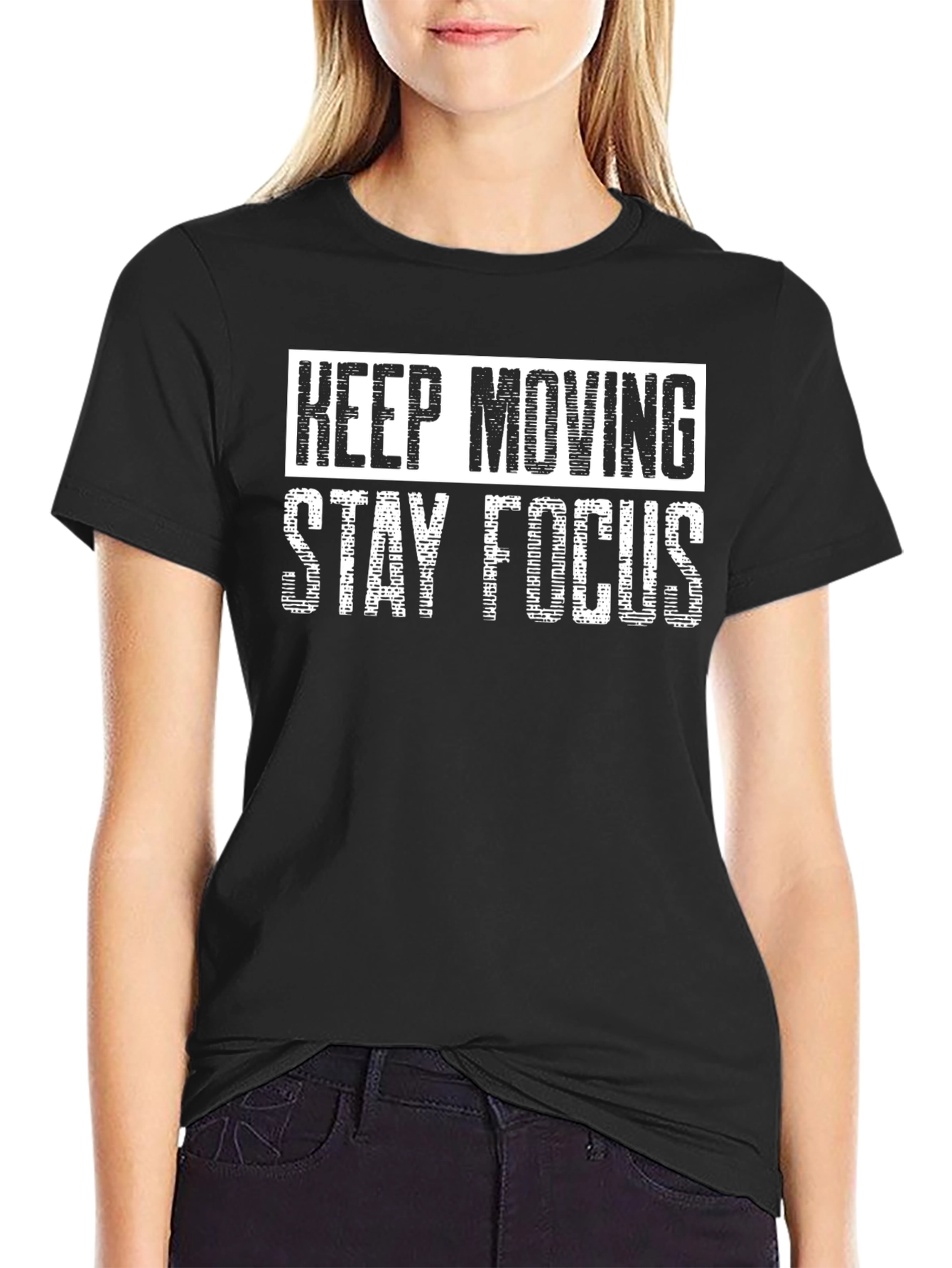 Black Keep Moving Stay Focus Graphic Tee view 2